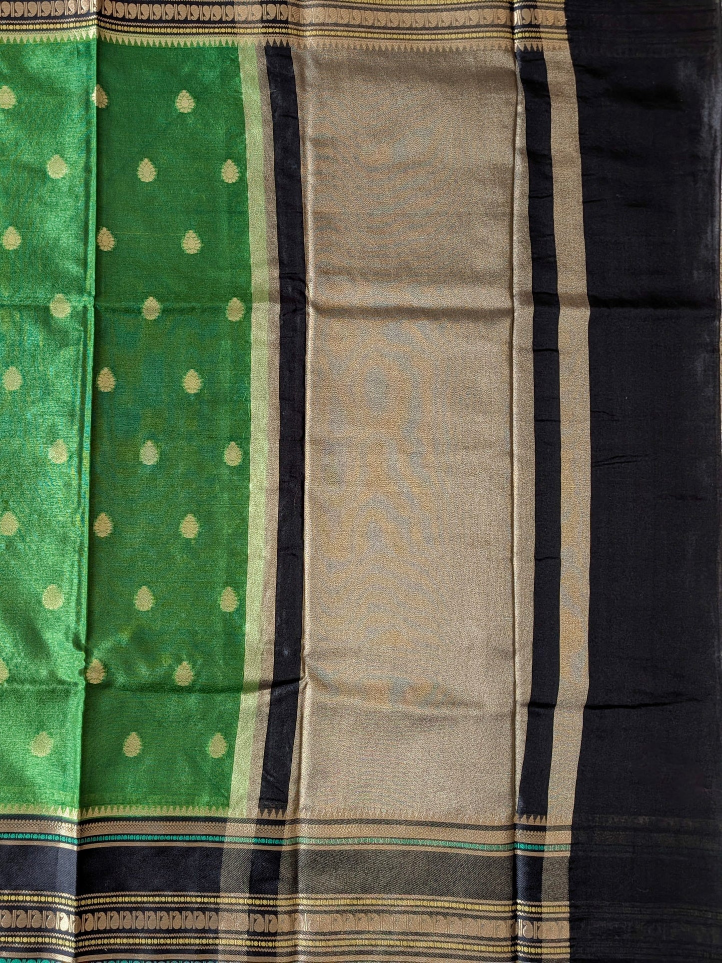 Green and Black Banarasi Warm Silk Saree