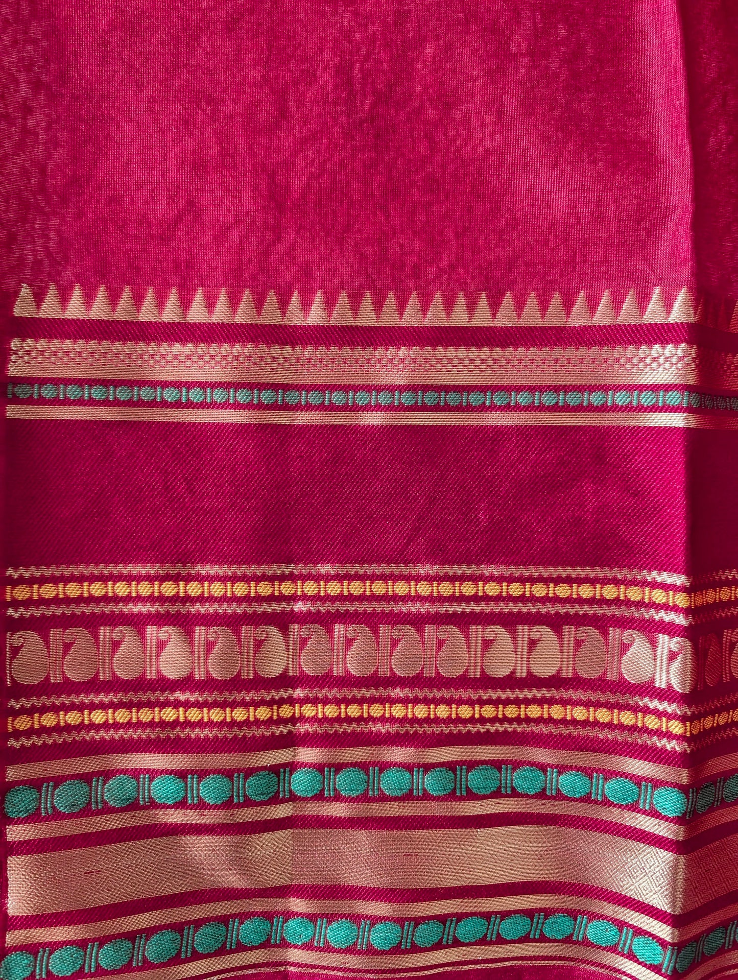 Cyan Blue with Maroon Warm Silk Saree