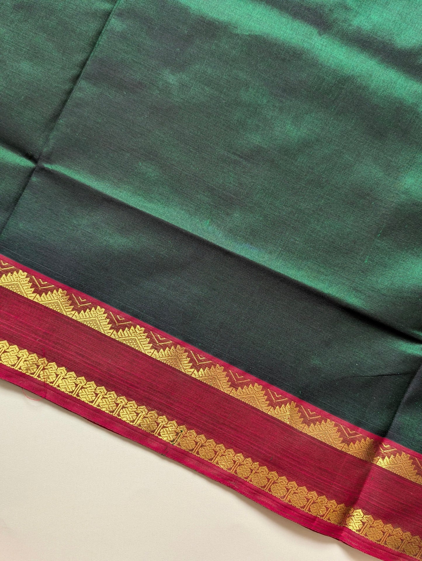 Bottle Green with Red Pure Kanchi Silk Cotton Saree