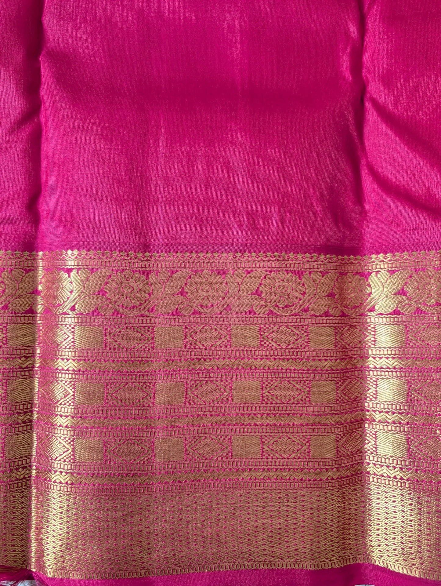 Beige and Pink Kanjeevaram Silk Saree