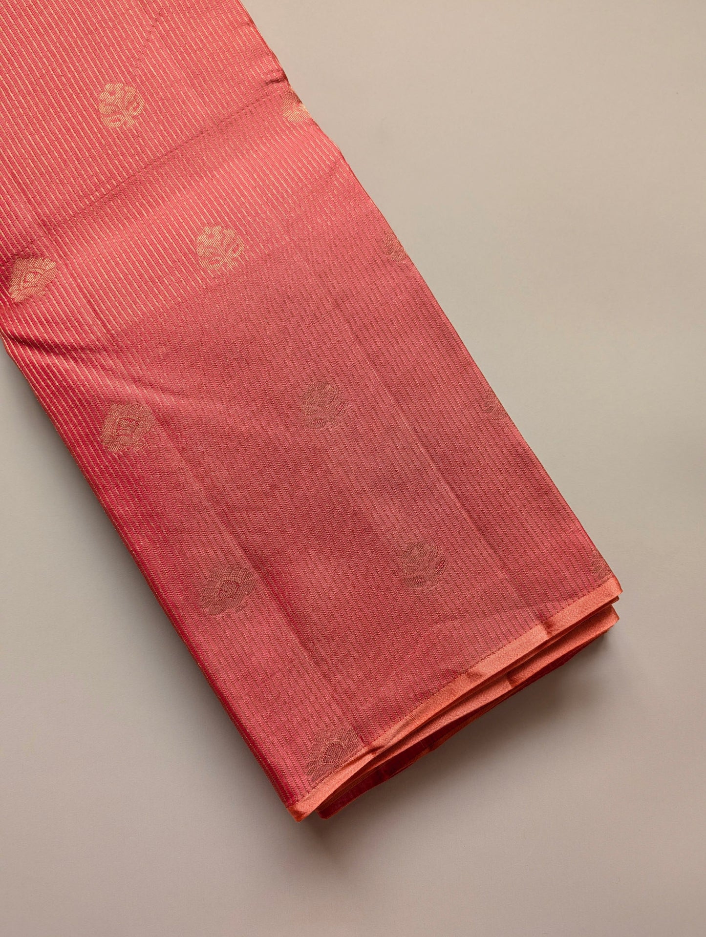 Peach Borderless Kanjeevaram Silk Saree