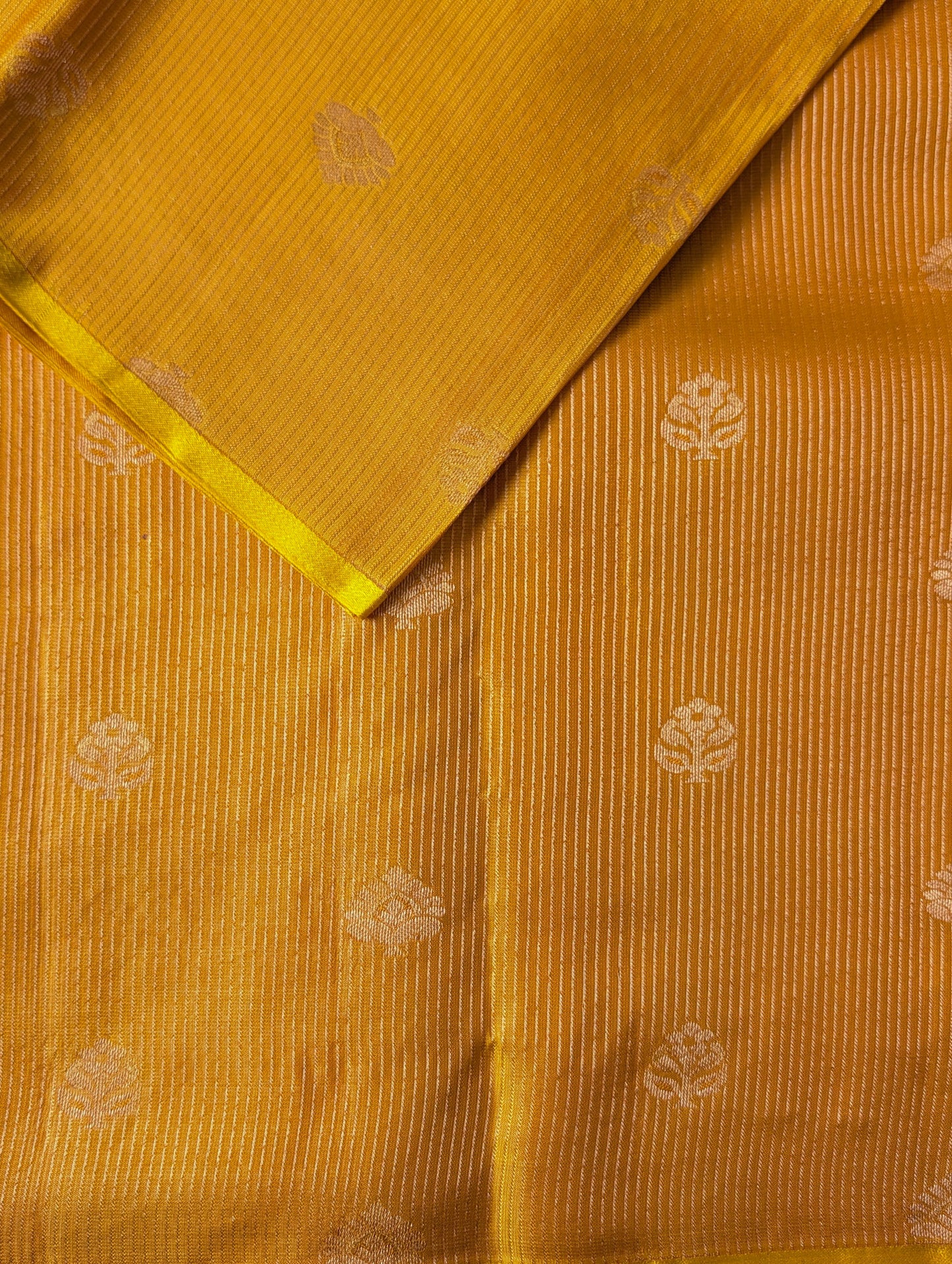 Golden Yellow Borderless Kanjeevaram Silk Saree