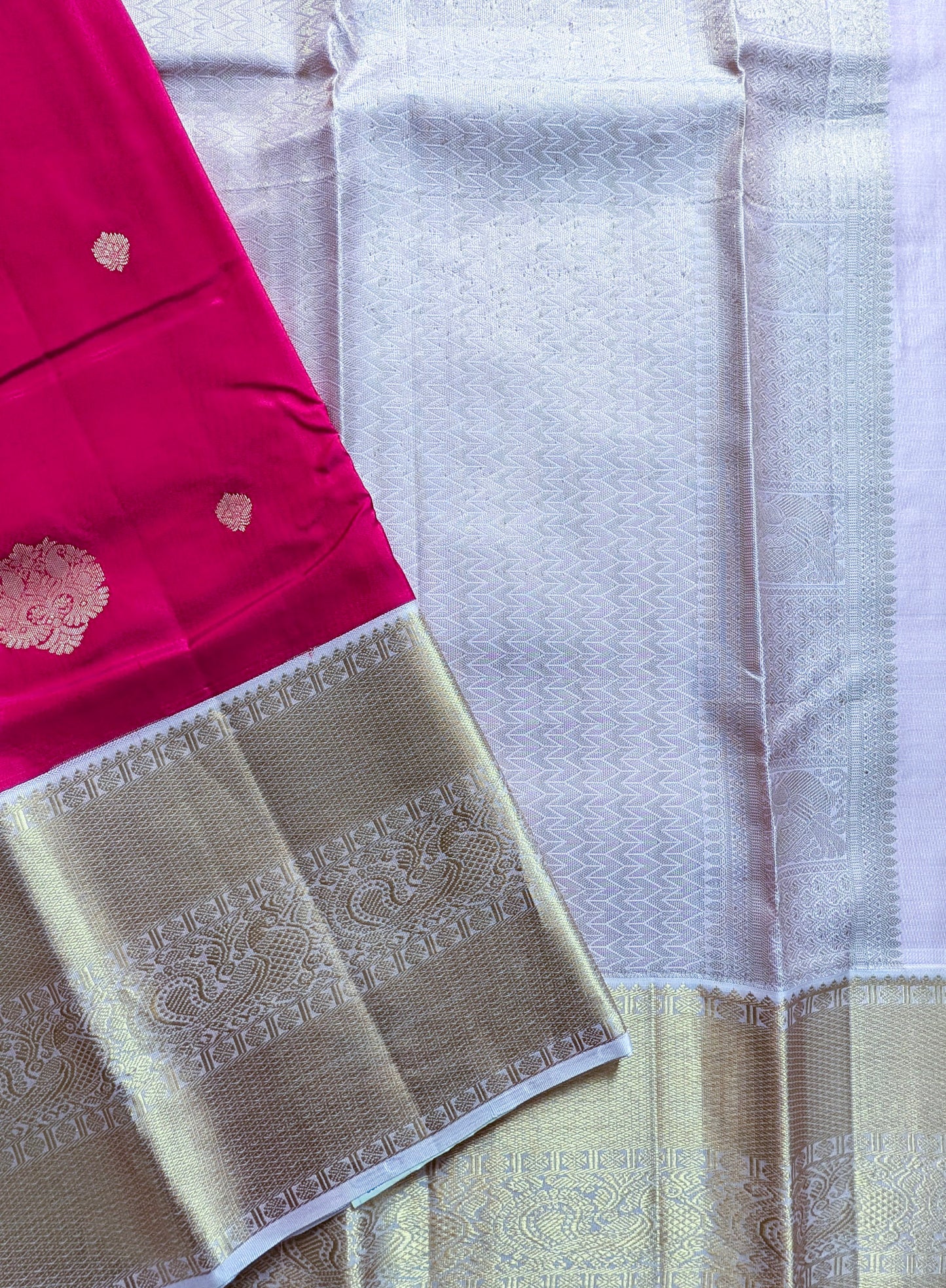 Red with Pink Kanjeevaram Pure Silk Saree