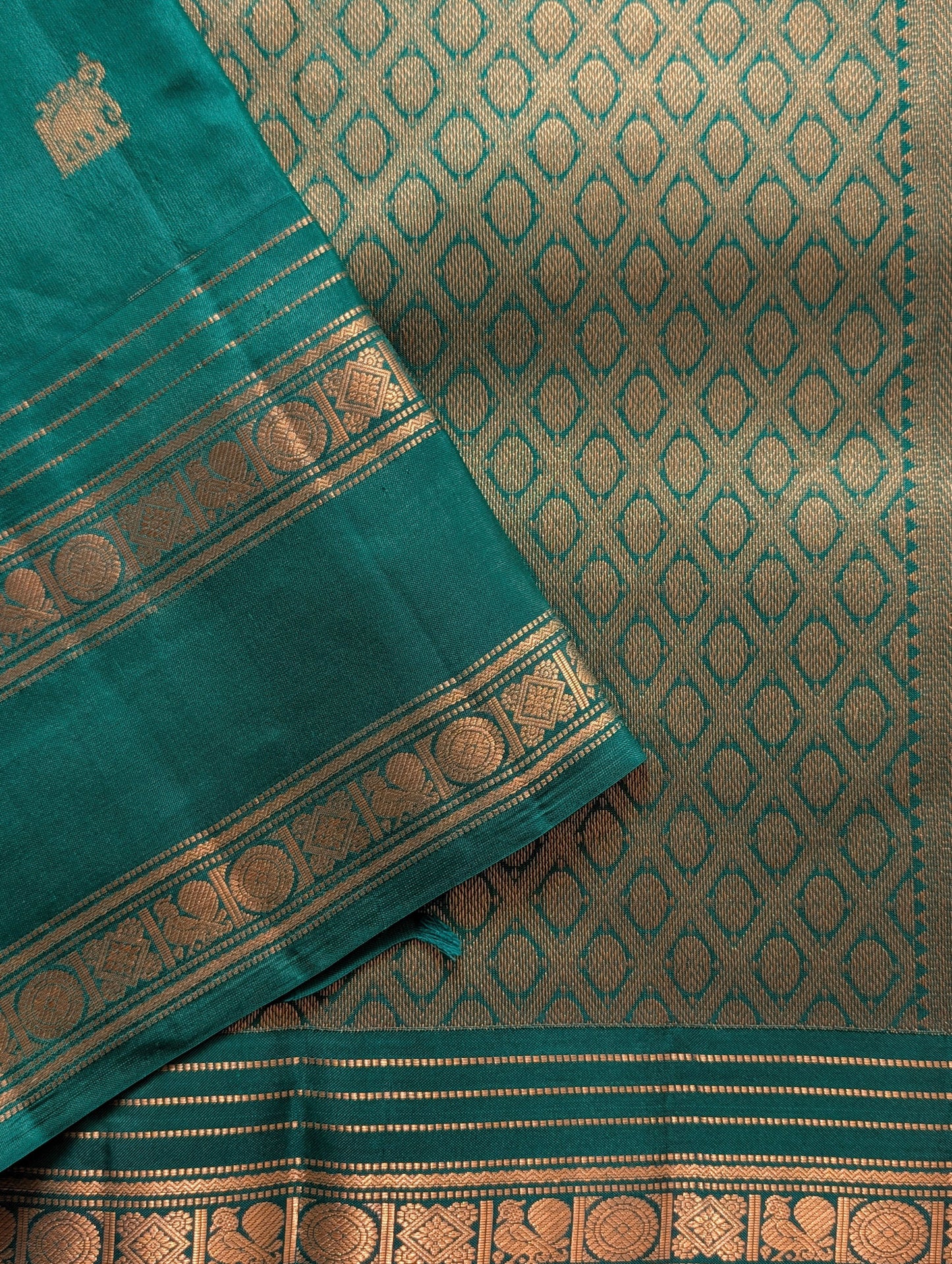 Peacock Green Kanjeevaram Silk Saree