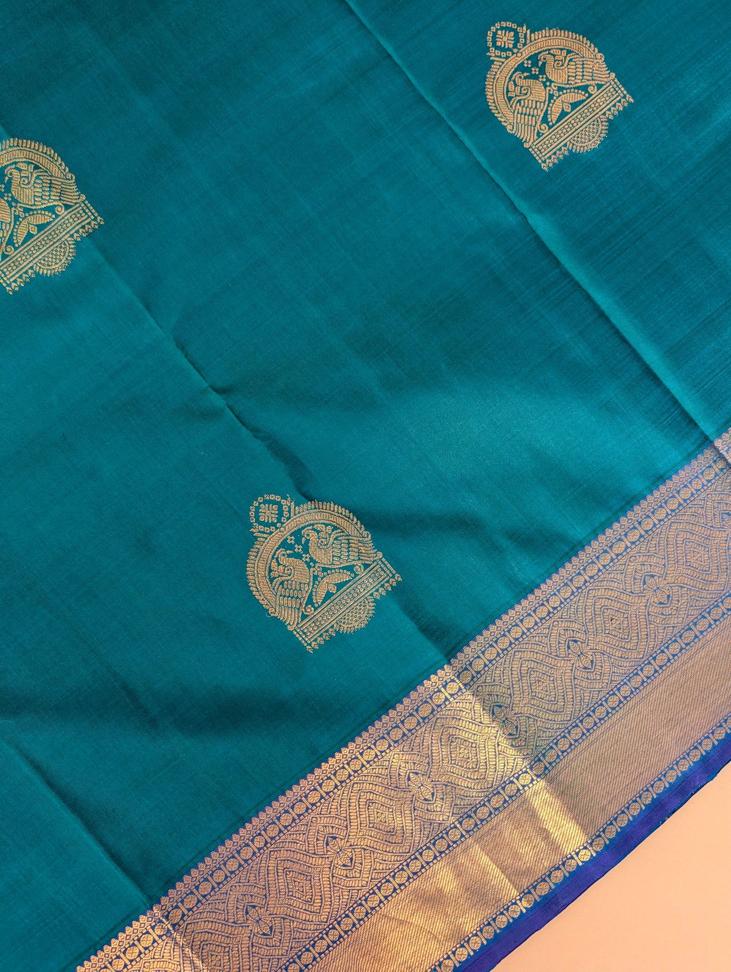 Peacock Blue Kanjeevaram Silk Saree