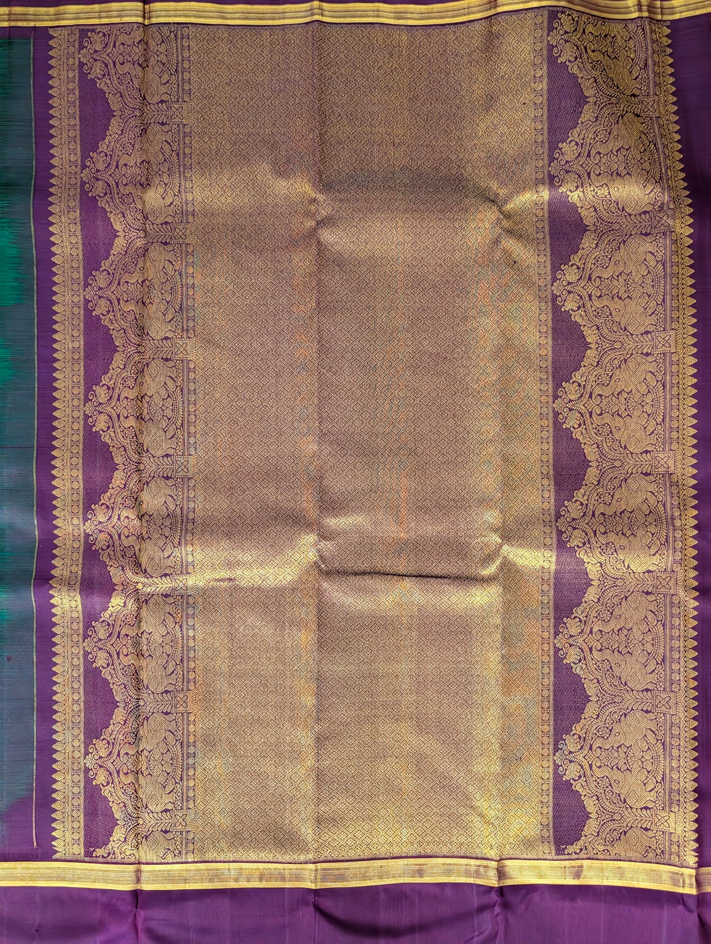 Coffee Brown with Green Kanjeevaram Silk Saree