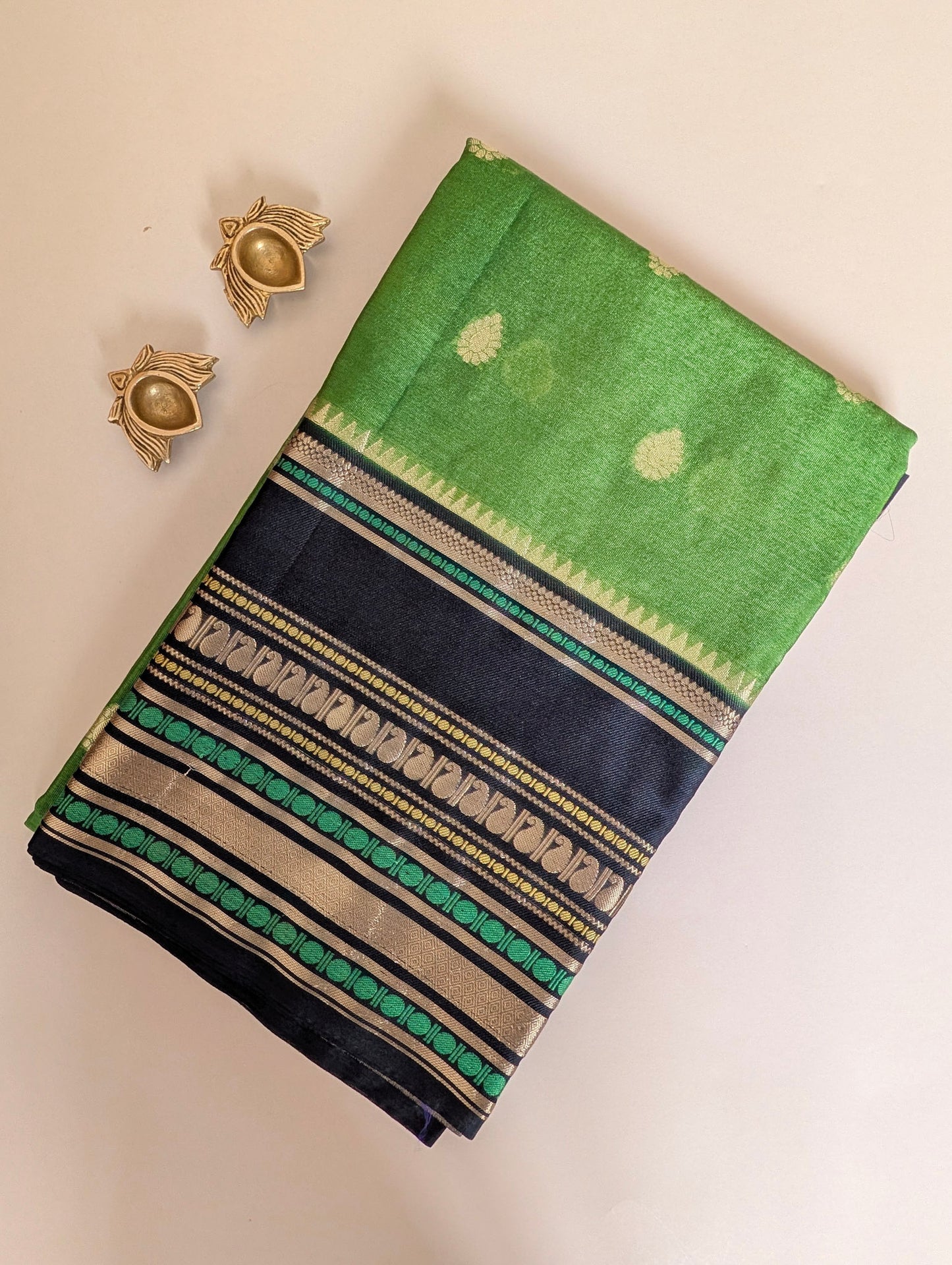 Green and Black Banarasi Warm Silk Saree