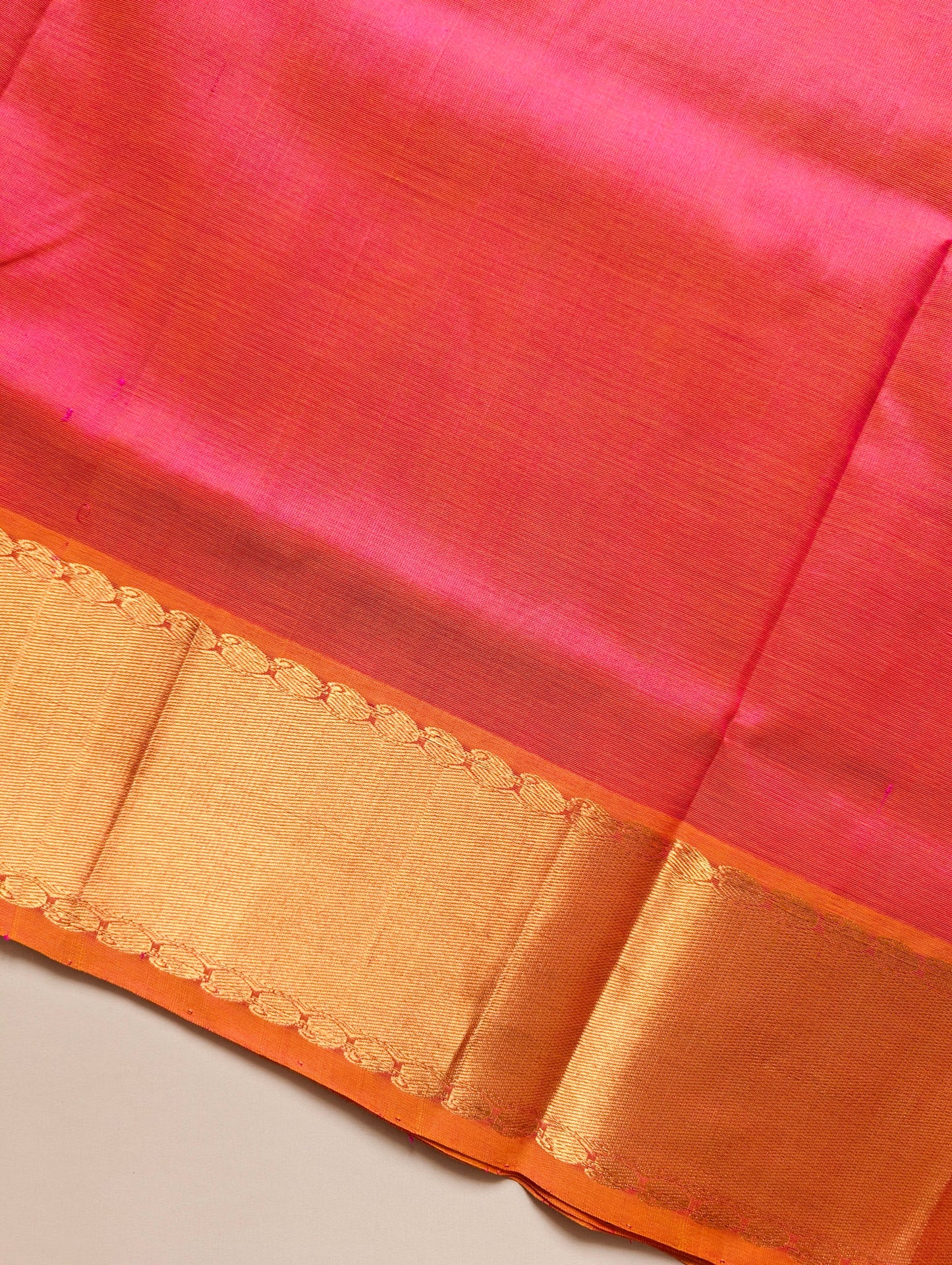 Sunset Orange with mango motifs Pure Kanchi silk cotton saree