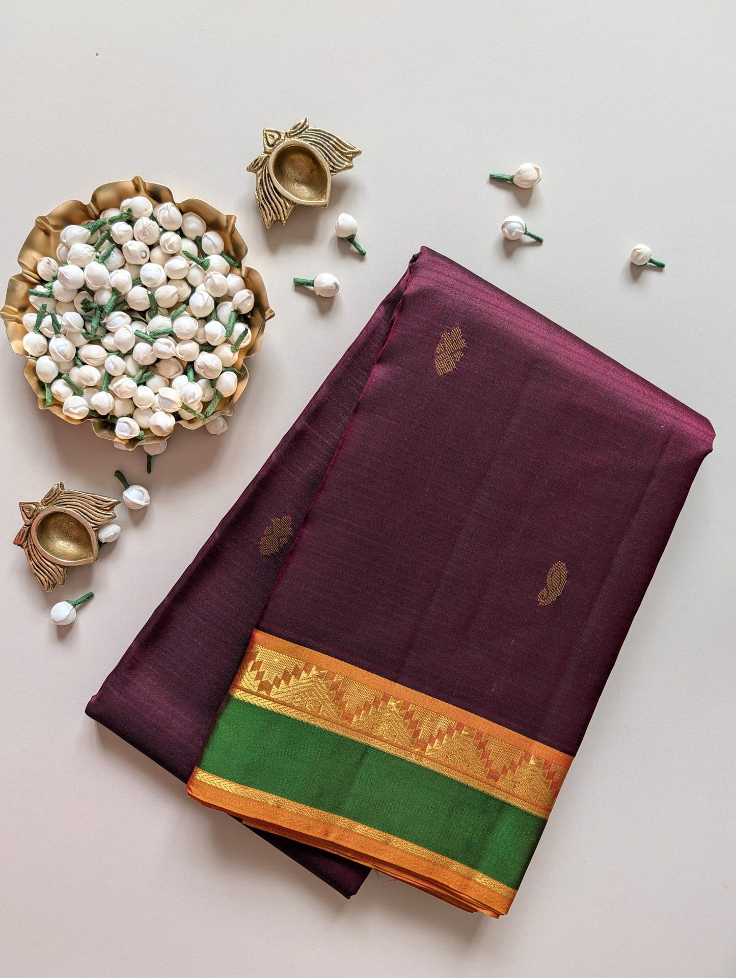 Coffee Brown with Yellow Silk Saree