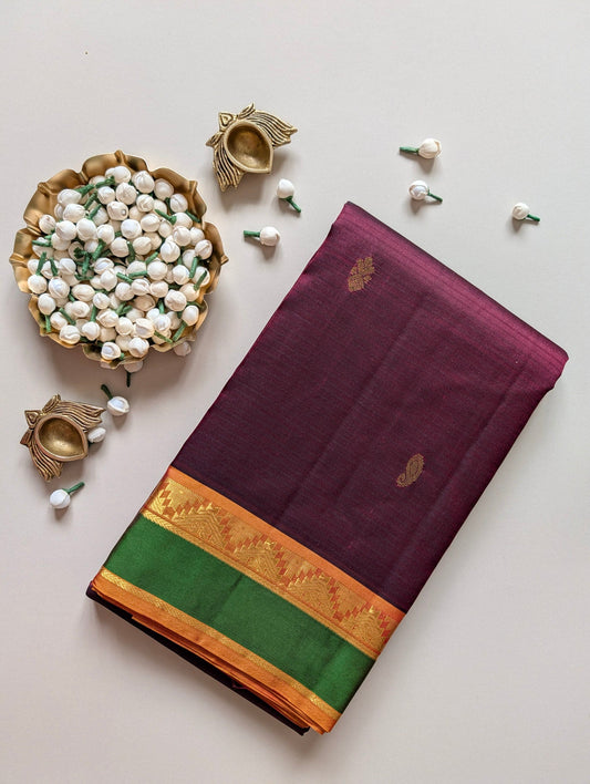 Coffee Brown with Yellow Silk Saree