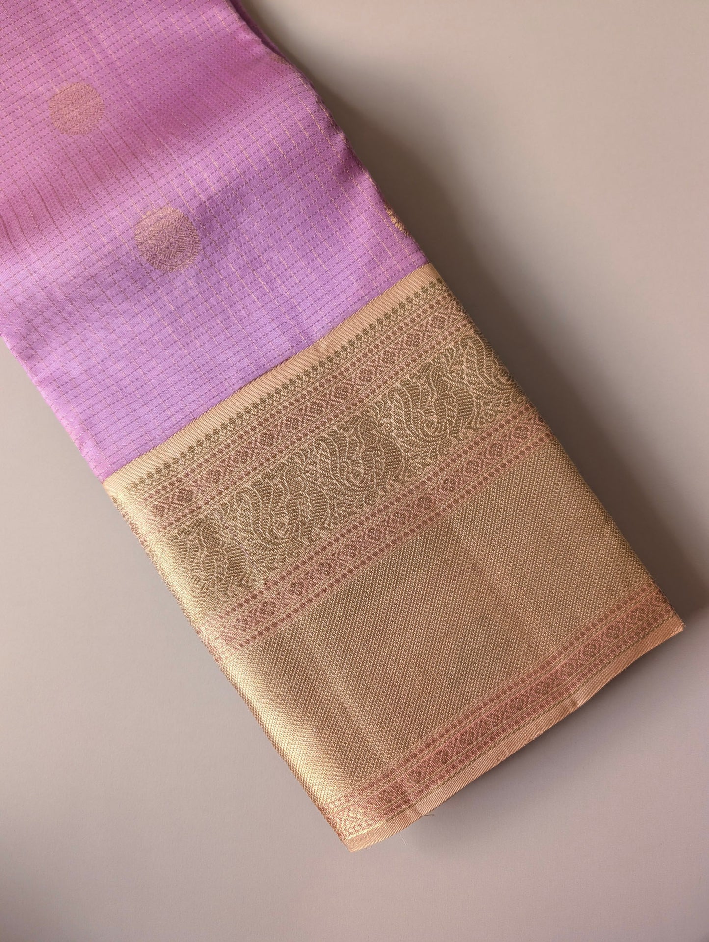 Lavender with Beige Kanjeevaram Silk Saree
