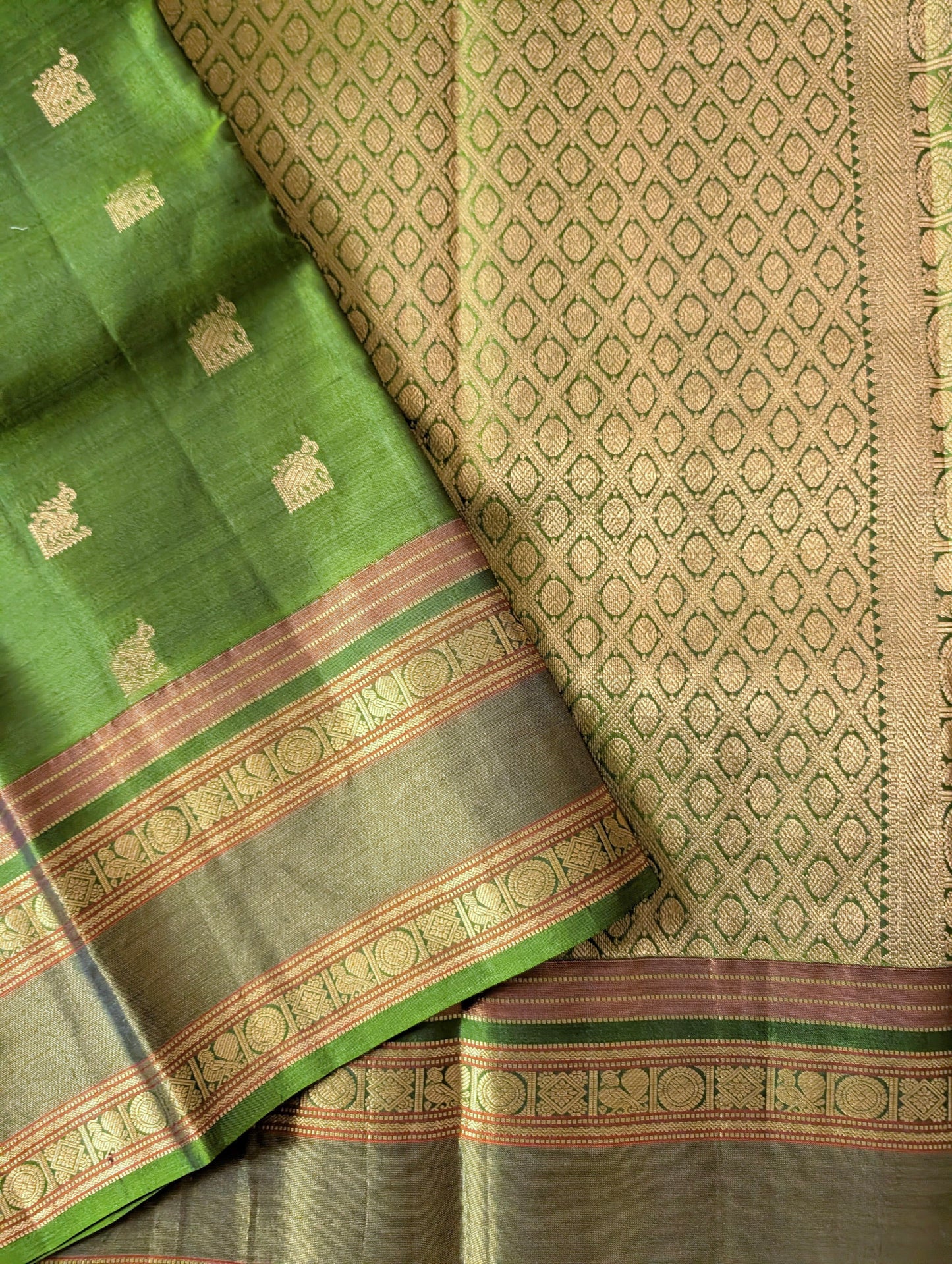 Leaf Green Kanjeevaram Silk Saree