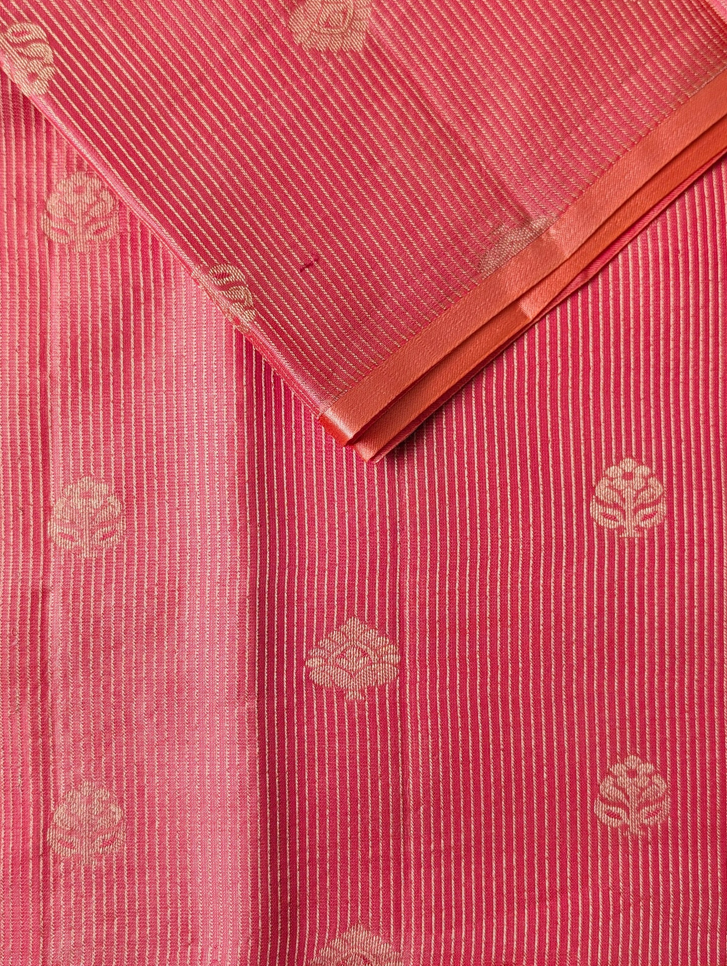 Peach Borderless Kanjeevaram Silk Saree