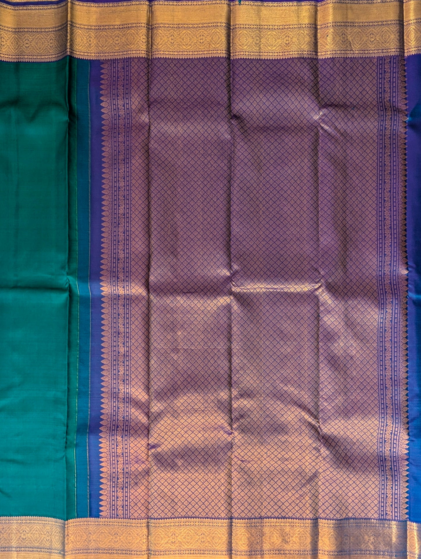 Peacock Blue Kanjeevaram Silk Saree