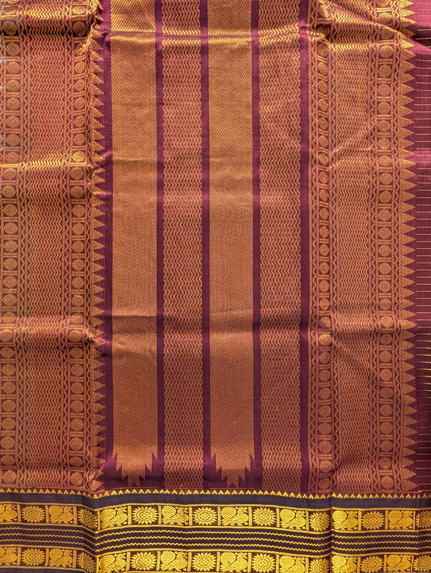 Cyan Blue with Coffee Brown Koravi Pure Kanchi Silk cotton Saree