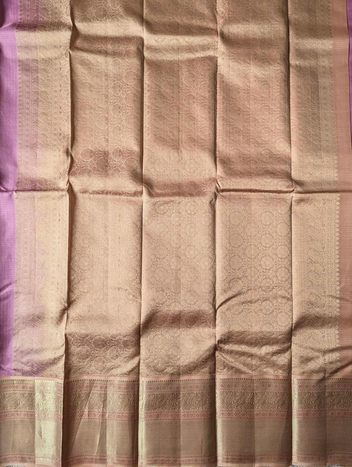 Lavender with Beige Kanjeevaram Silk Saree