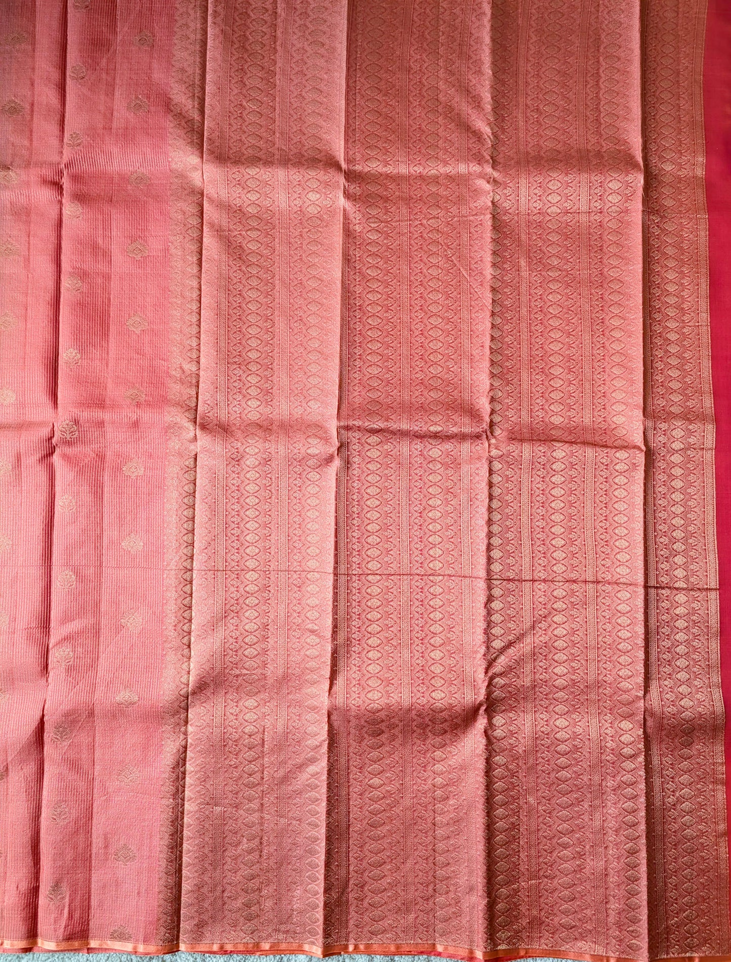 Peach Borderless Kanjeevaram Silk Saree