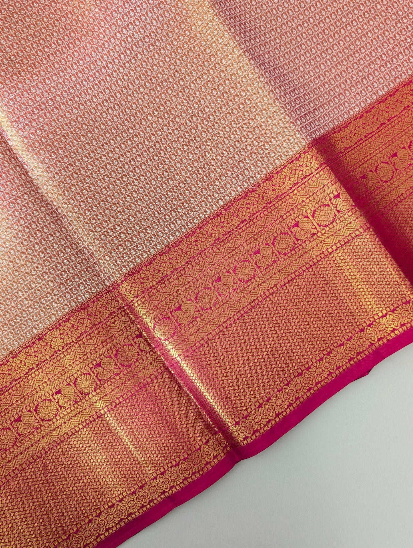 Brocade Pink and Gold Kanjeevaram Silk Saree