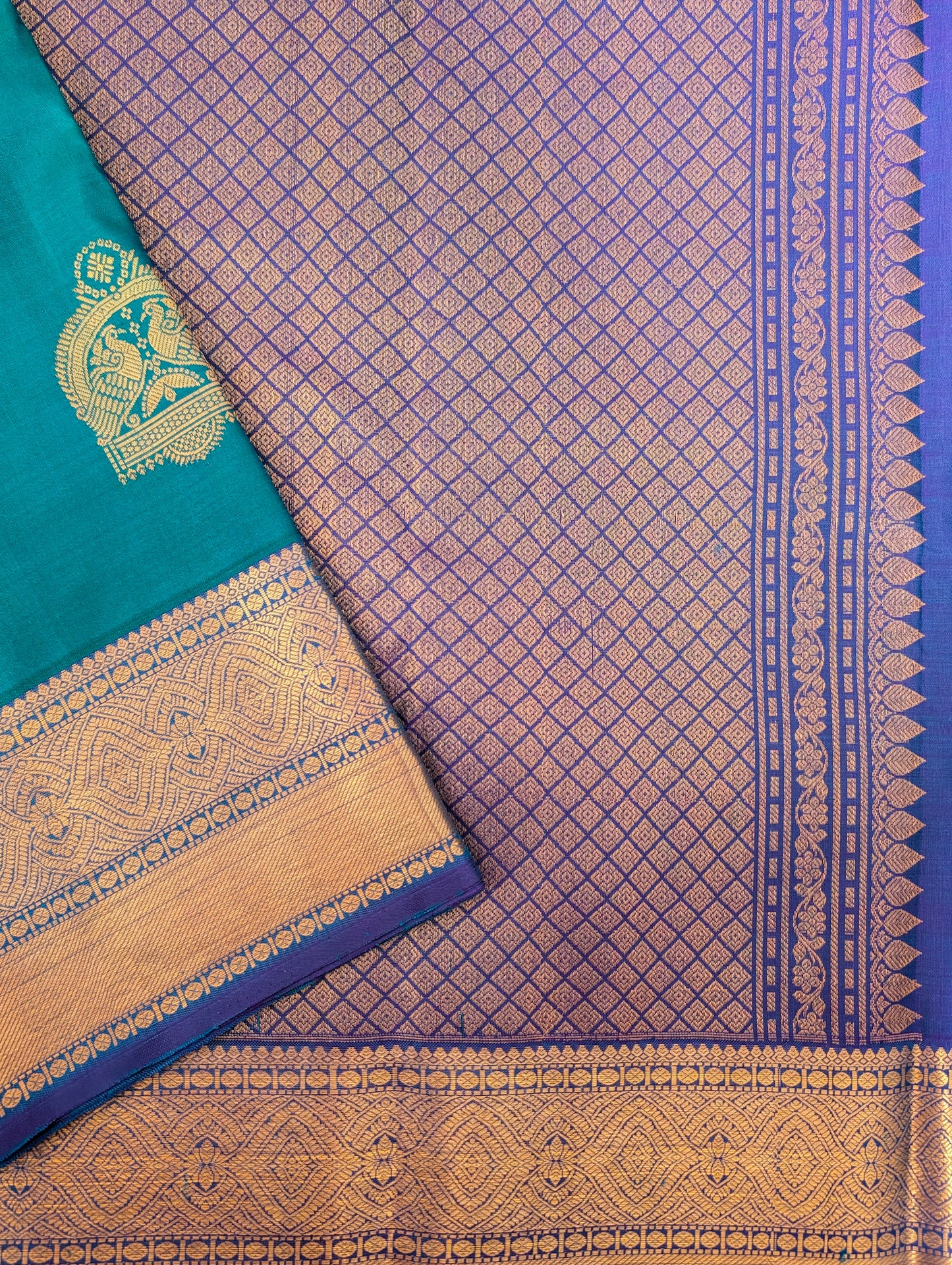 Peacock Blue Kanjeevaram Silk Saree