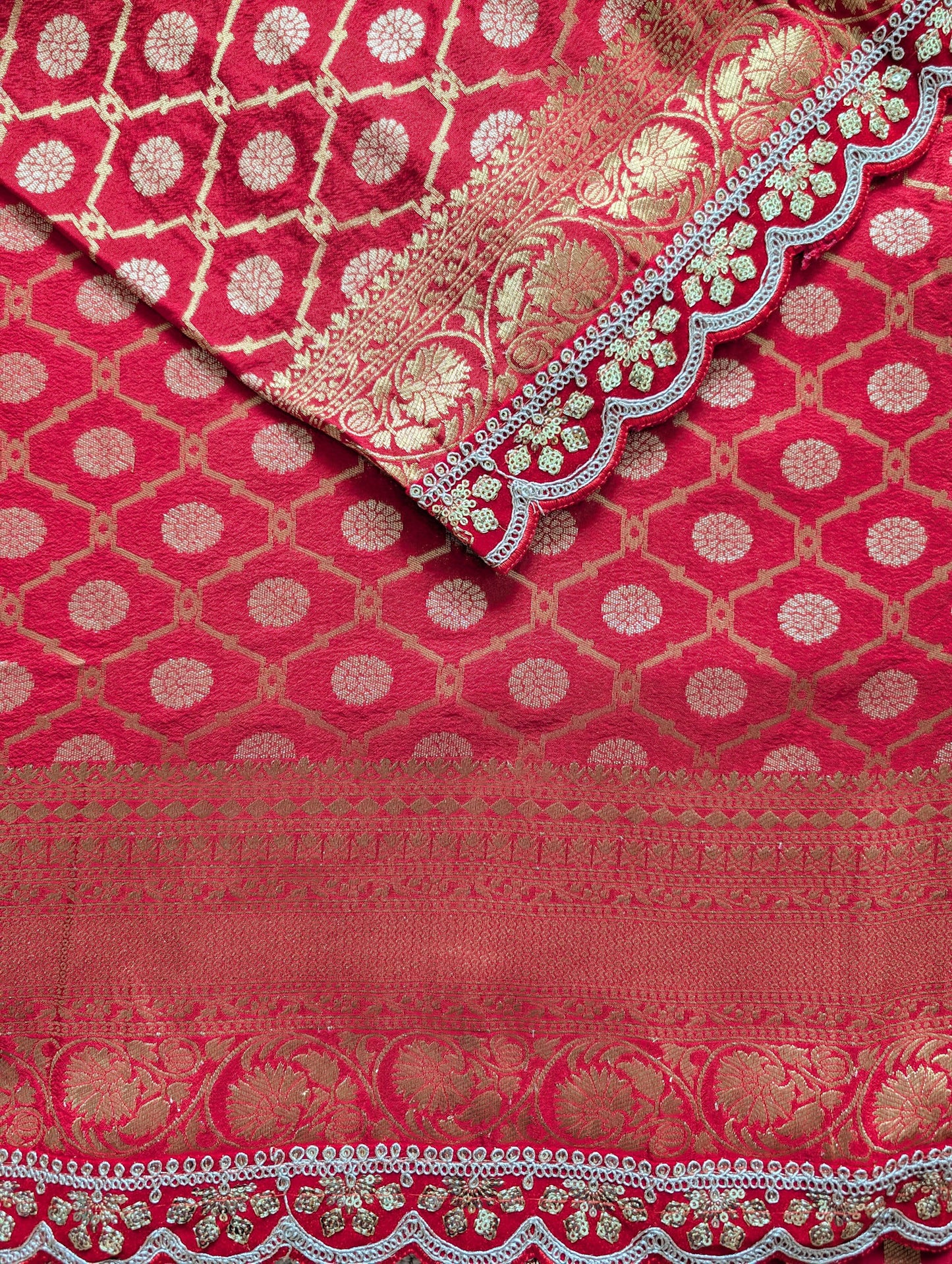 Semi Banarasi Silk Saree with Scallop Border