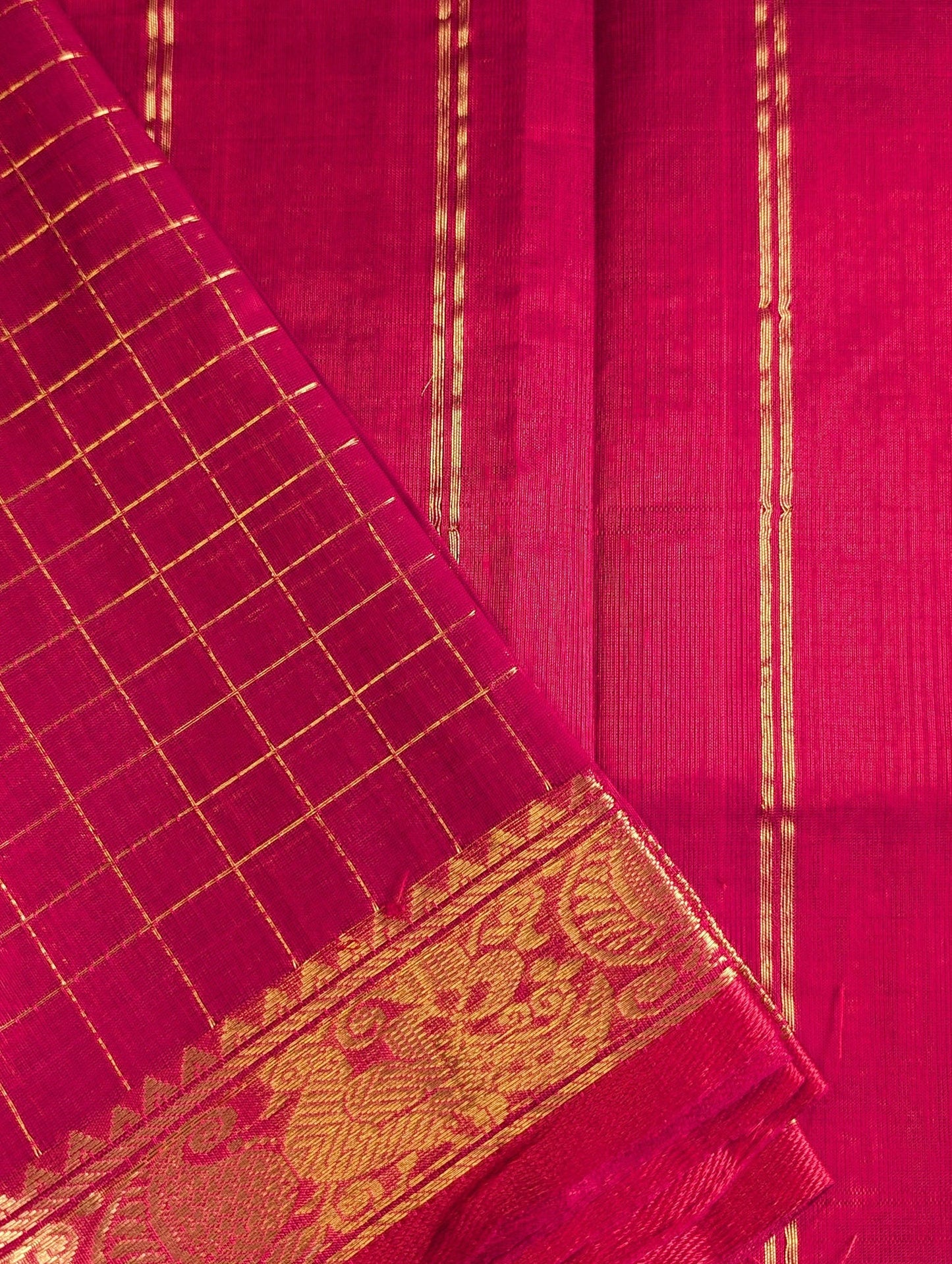 Kumkum Red checks Pure Kanchi silk cotton
