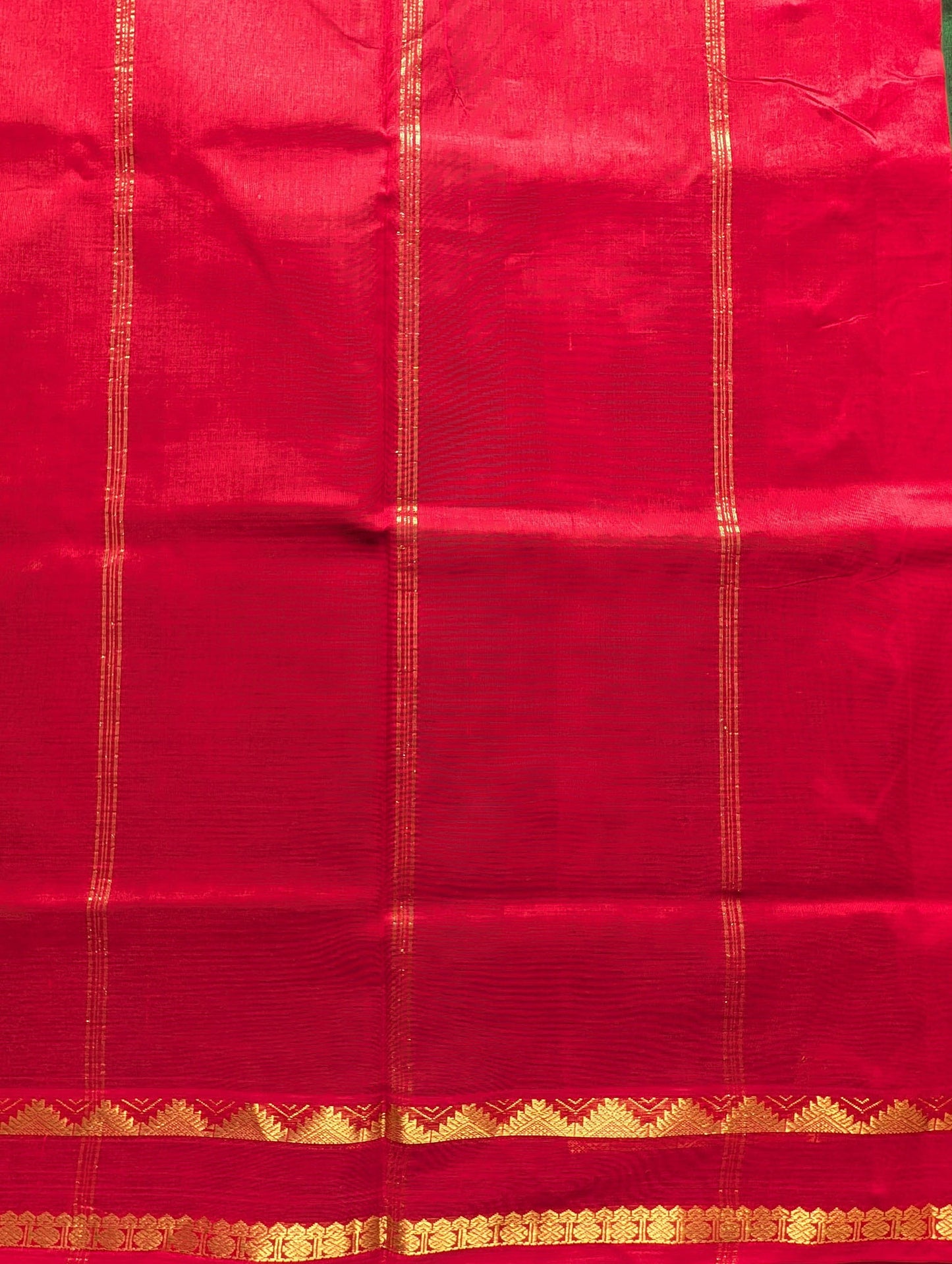 Bottle Green with Red Pure Kanchi Silk Cotton Saree