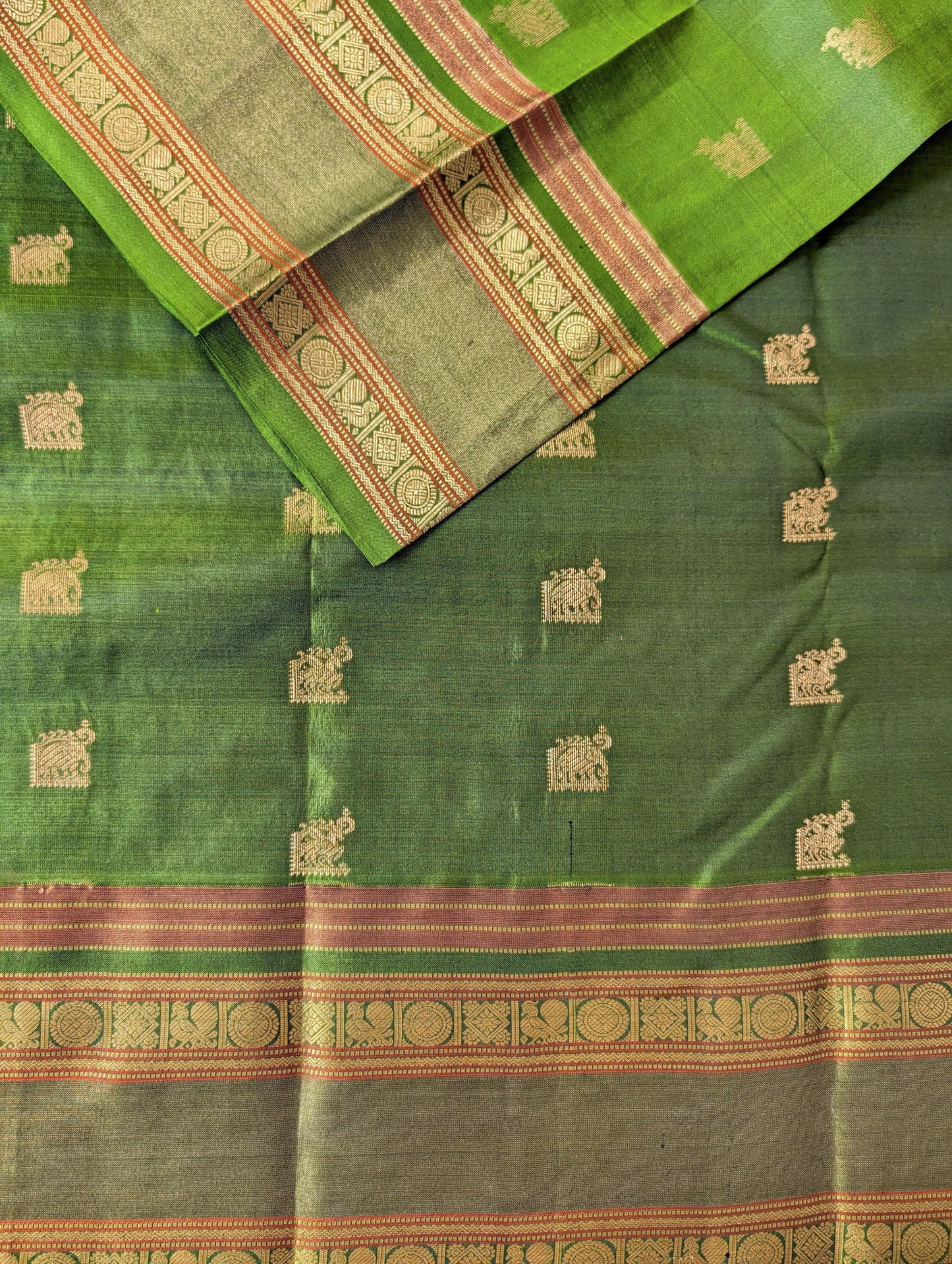 Leaf Green Kanjeevaram Silk Saree