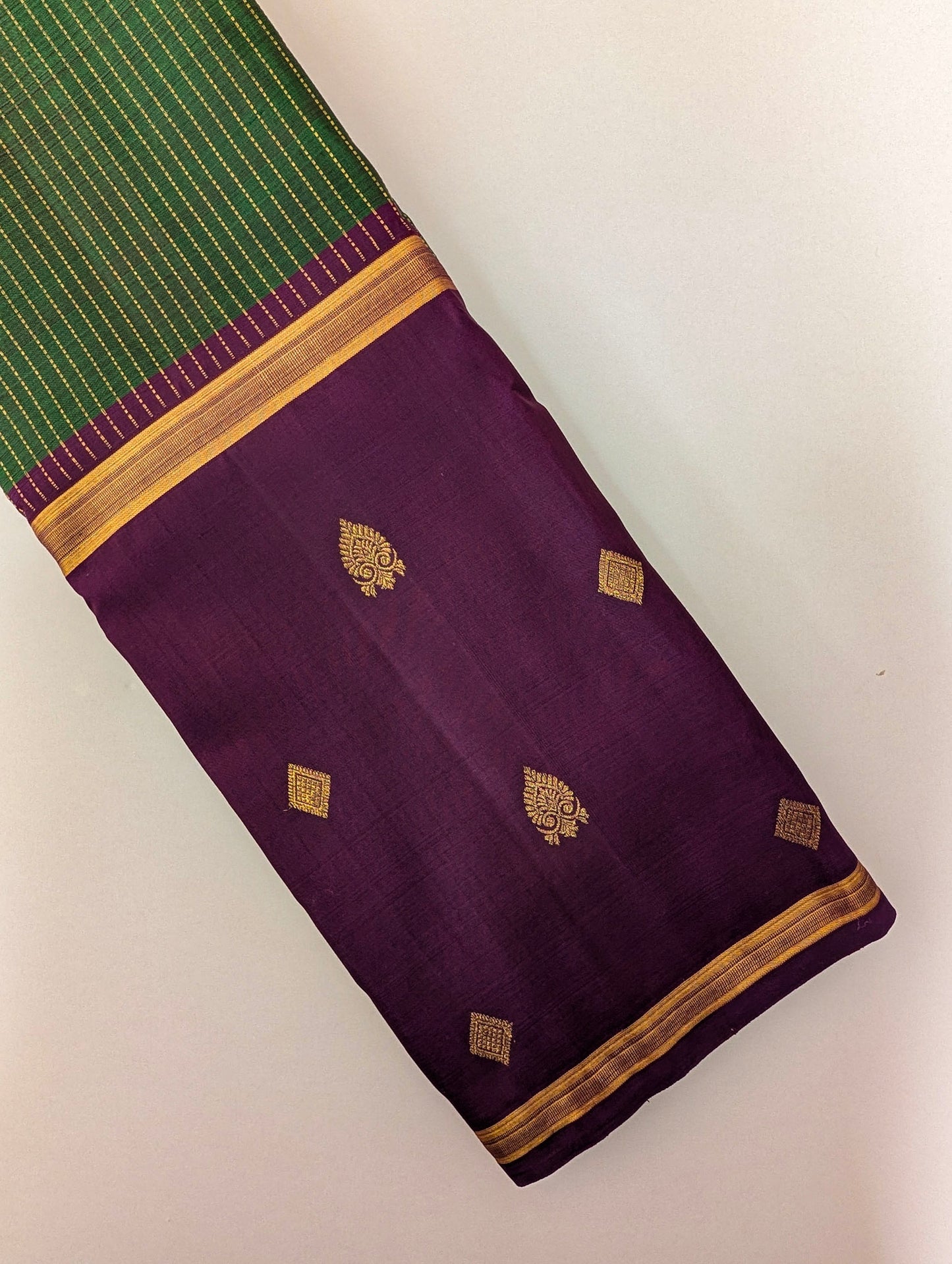 Coffee Brown with Green Kanjeevaram Silk Saree