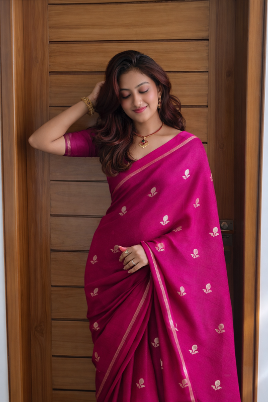 Pink Khadi Viscose Saree