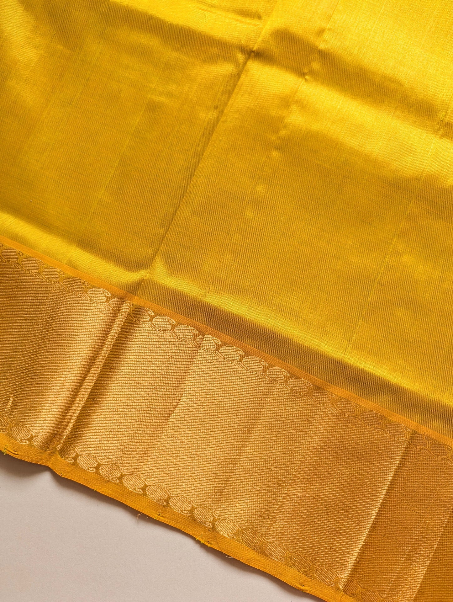Golden yellow Pure Kanchi silk cotton saree