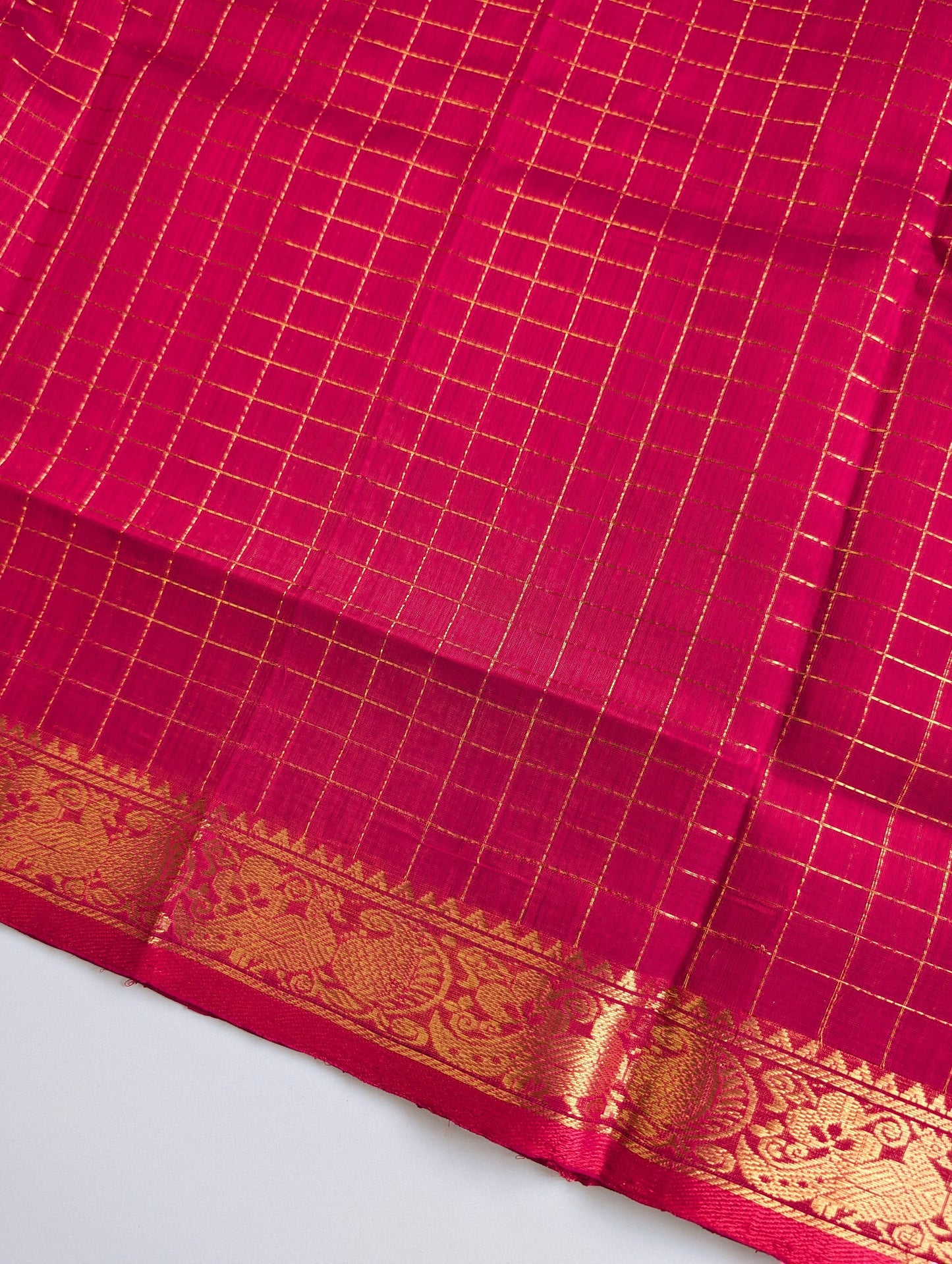 Kumkum Red checks Pure Kanchi silk cotton