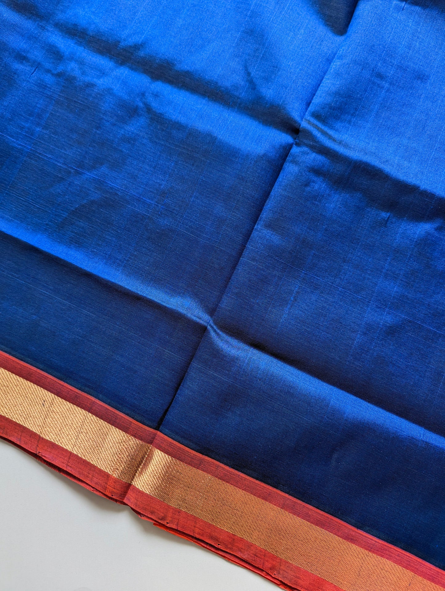 Ink Blue with Orange Pure Kanchi Silk Cotton Saree
