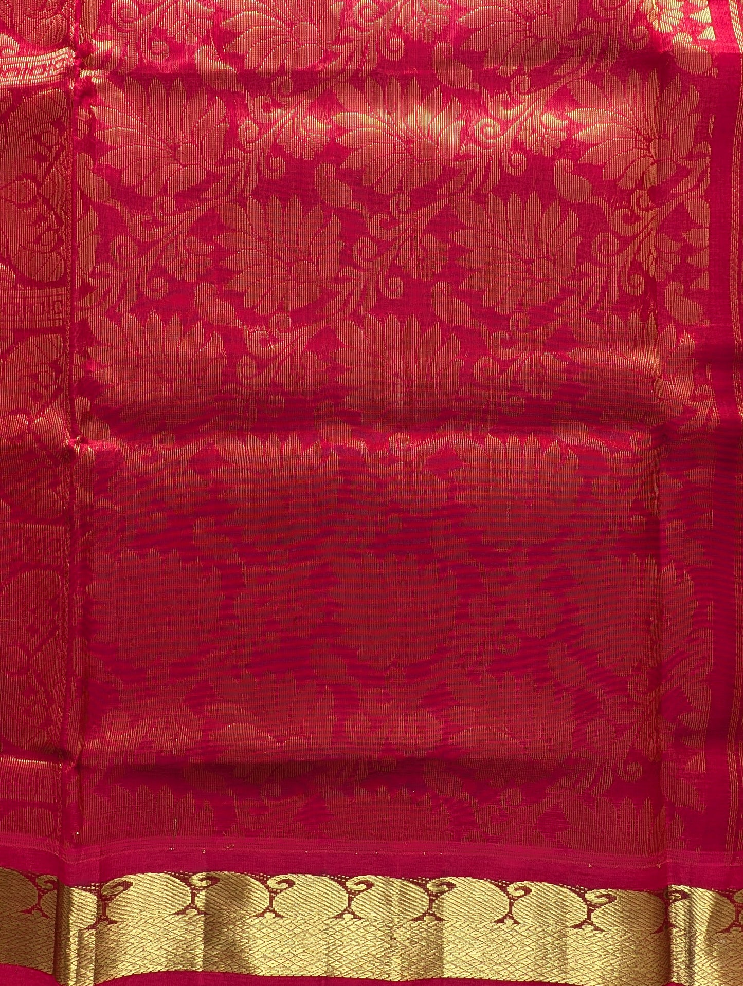 Beige with Red Pure Kanchi Silk Cotton saree