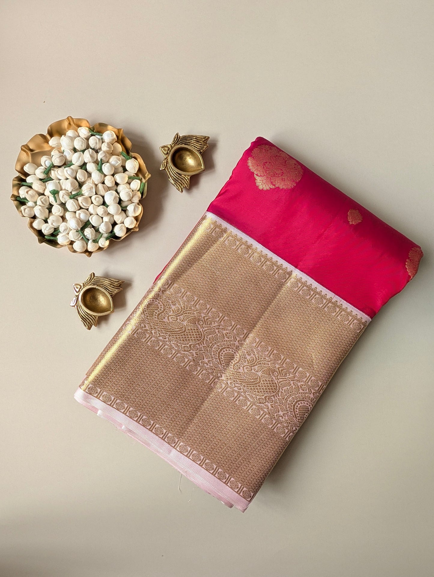 Red with Pink Kanjeevaram Pure Silk Saree