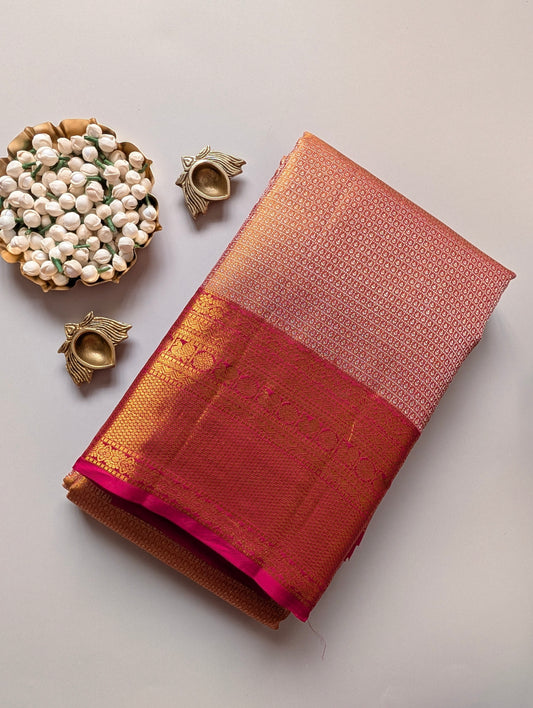Brocade Pink and Gold Kanjeevaram Silk Saree
