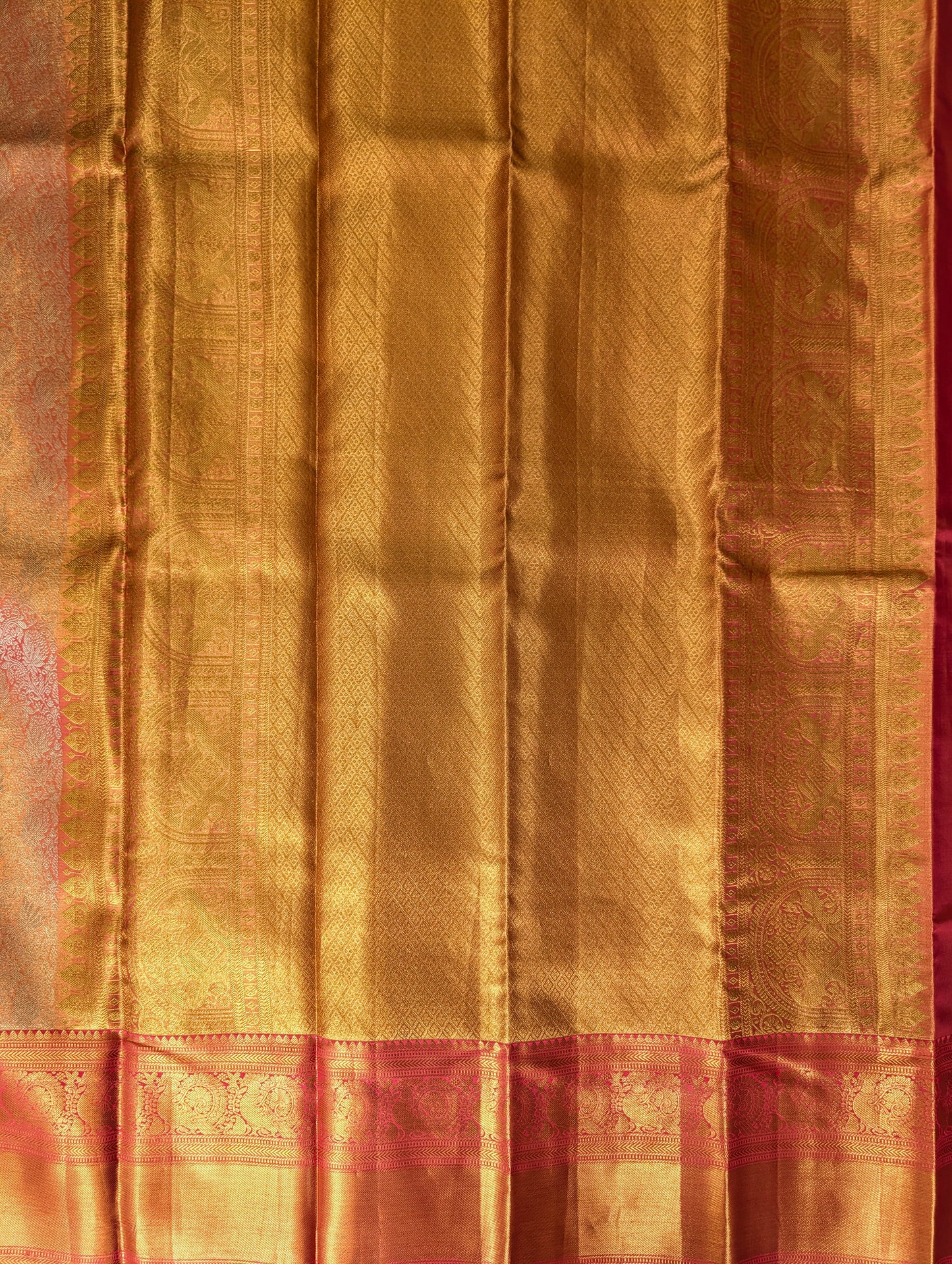 Brocade Pastel Orange Kanjeevaram Silk Saree