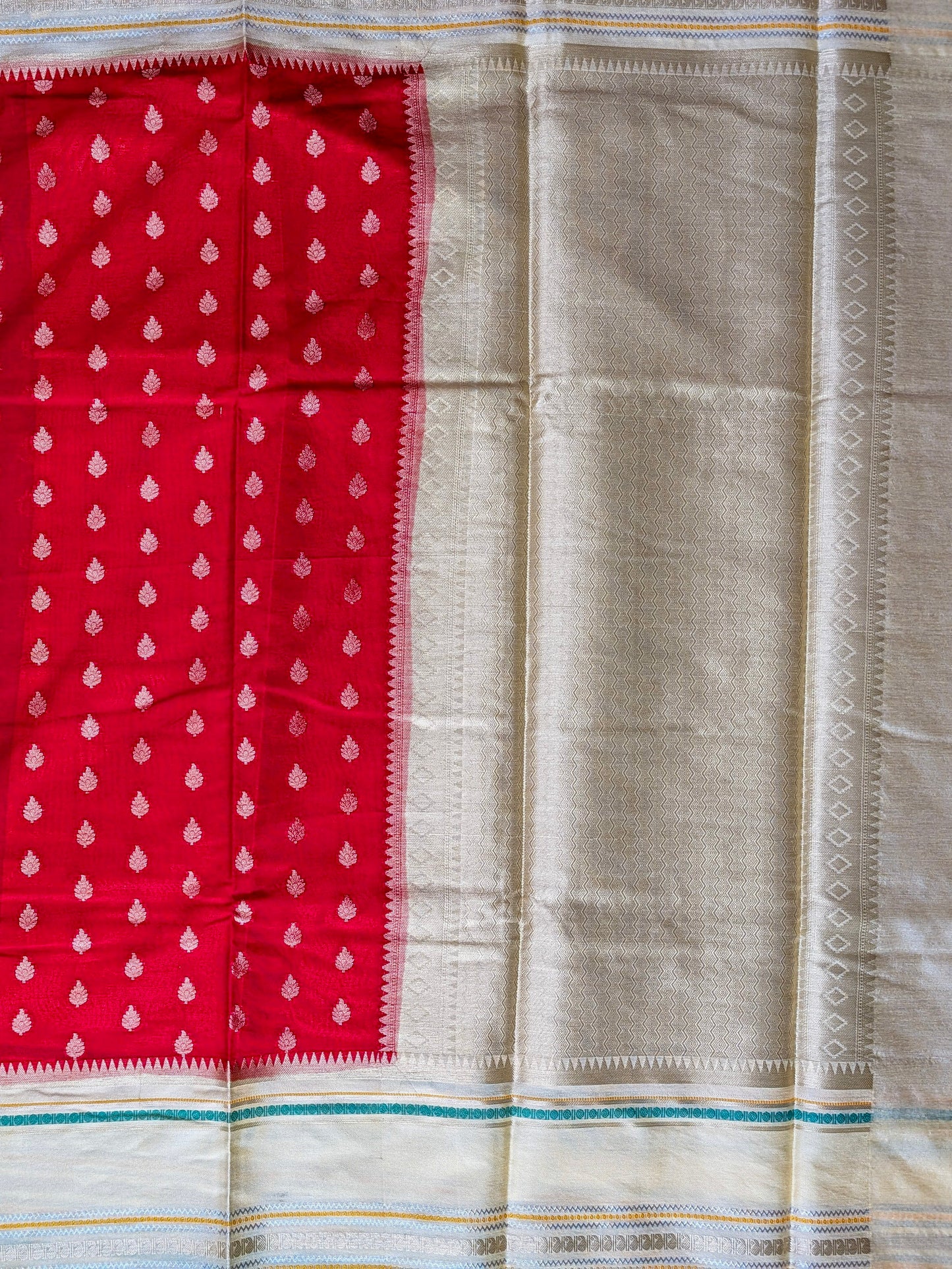 Red and Beige Banarasi Warm Silk Saree