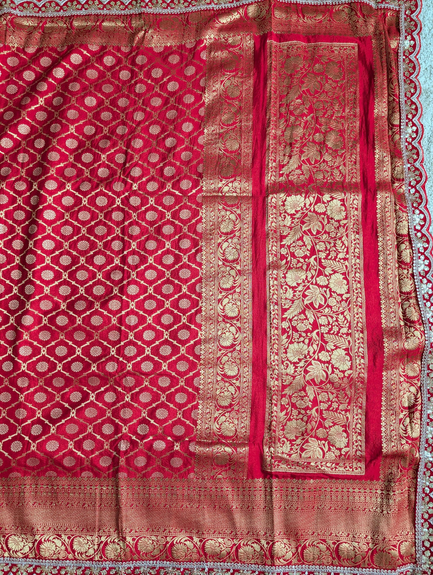 Semi Banarasi Silk Saree with Scallop Border