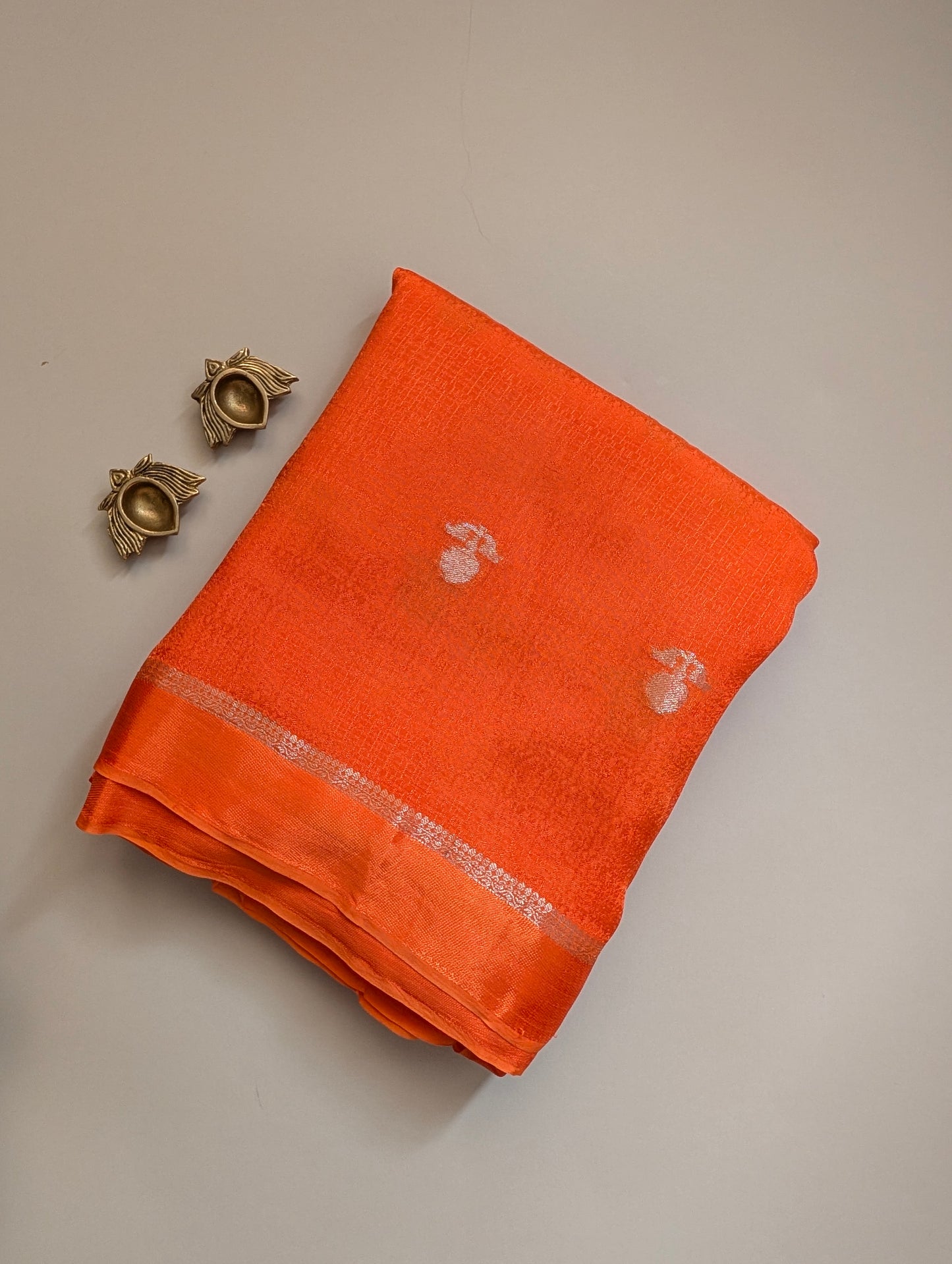 Orange Khadi Viscose Saree