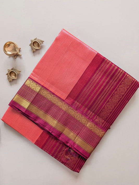Kanakambara with Maroon Koravi Pure Kanchi silk cotton