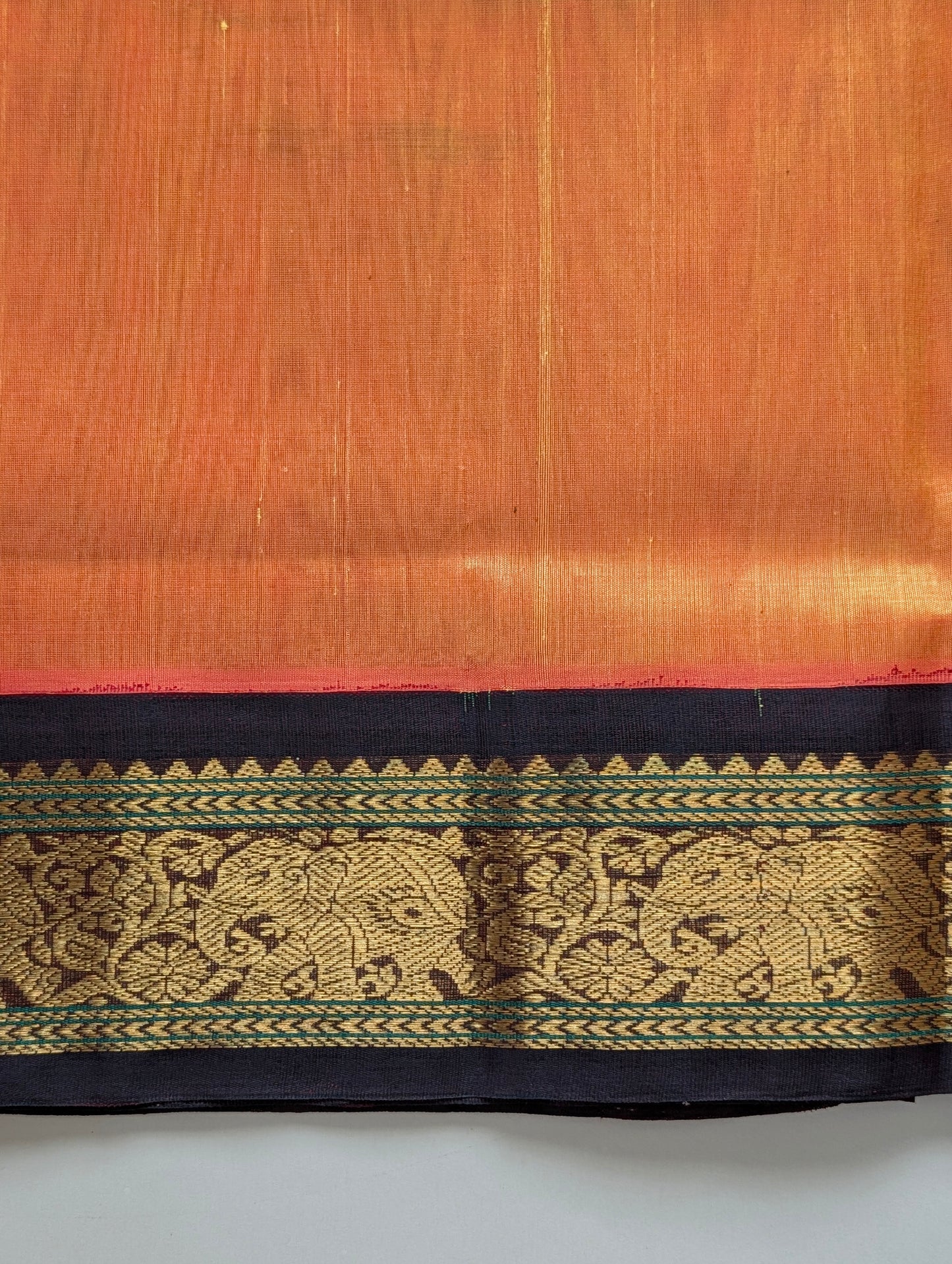 Orange with Brown Koravi Pure Kanchi silk cotton