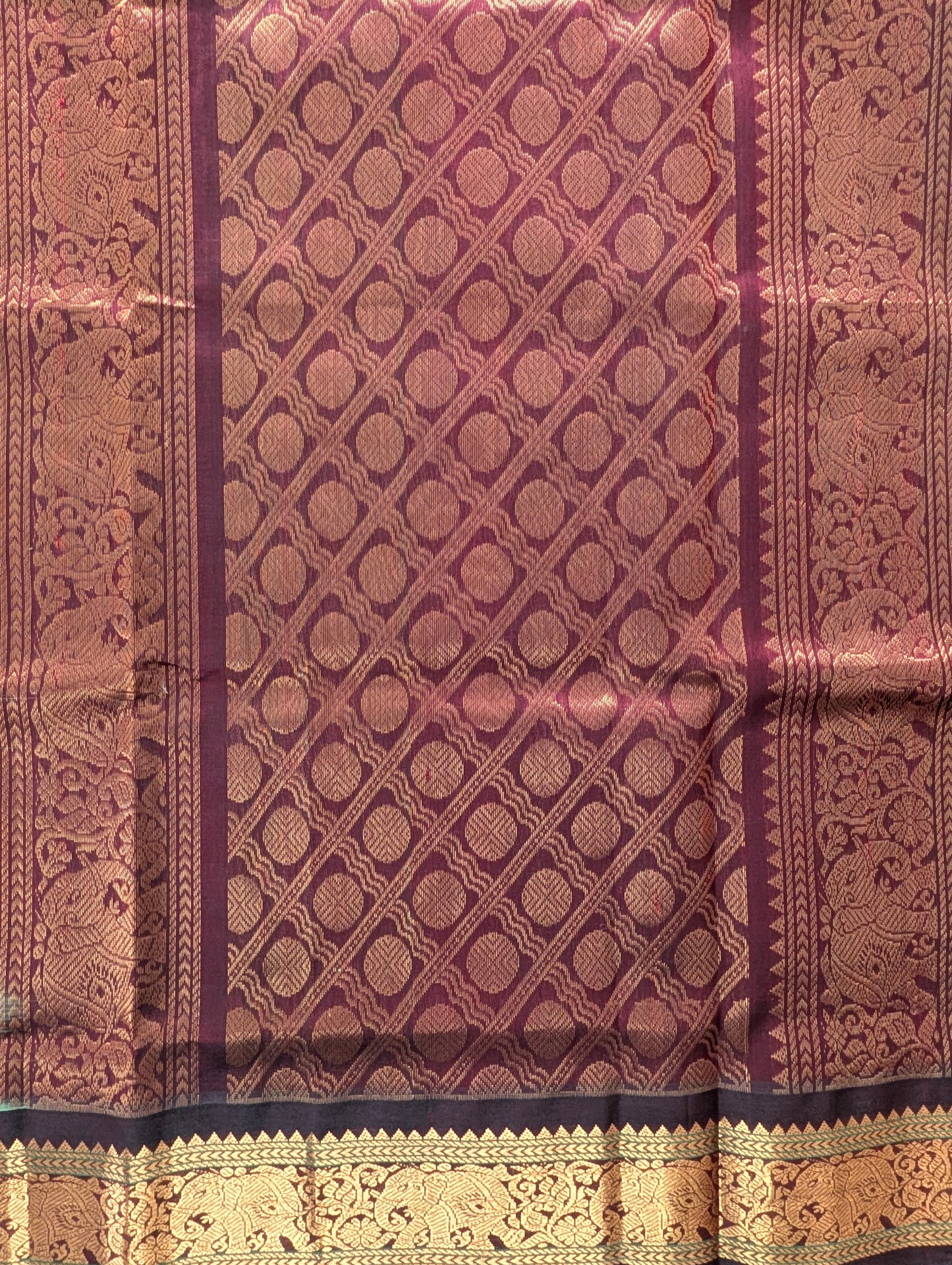 Parrot Green with Brown Koravi Pure Kanchi silk cotton
