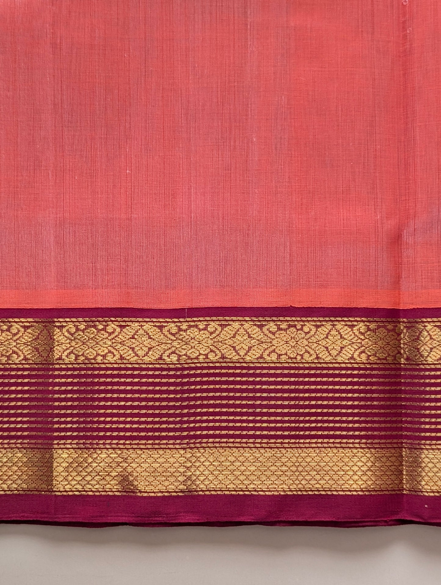 Kanakambara with Maroon Koravi Pure Kanchi silk cotton