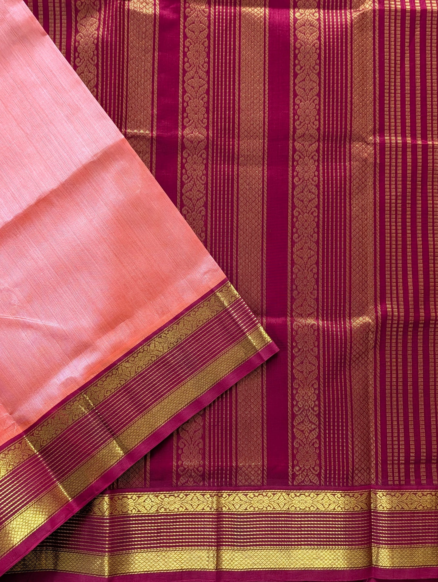 Kanakambara with Maroon Koravi Pure Kanchi silk cotton