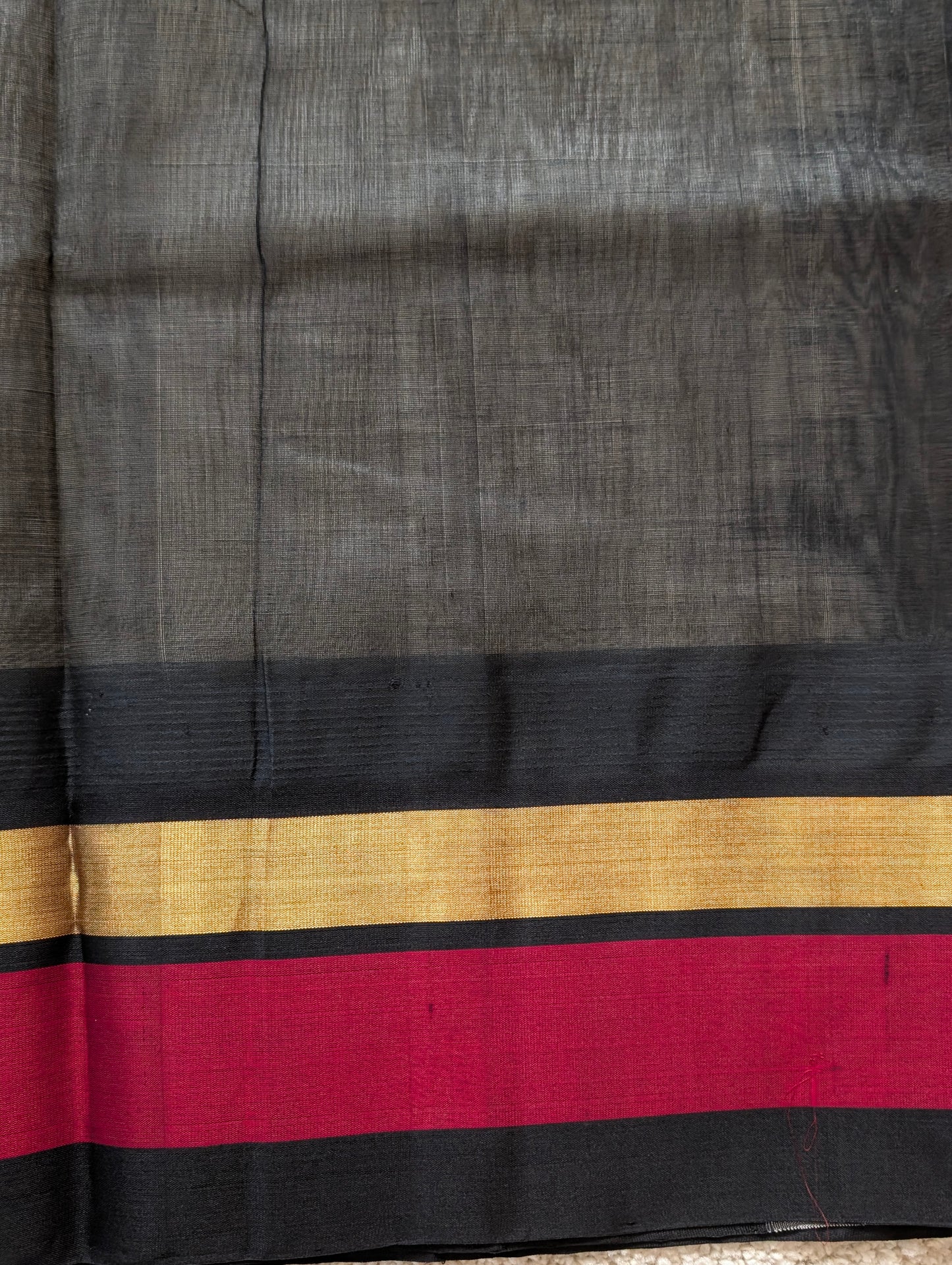 White with Black temple border Pure Kanchi Silk Cotton