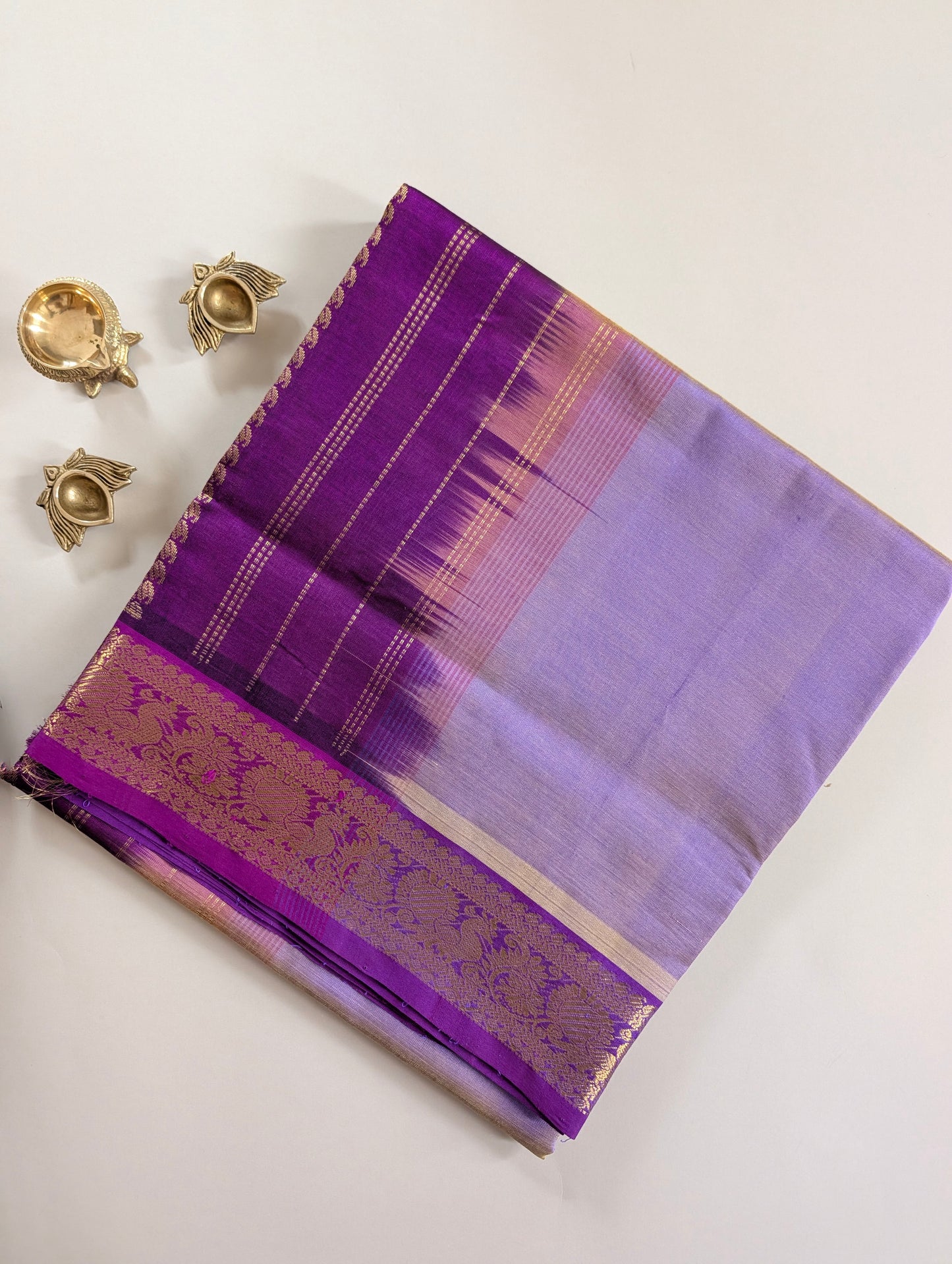 Lavender with Purple Pure Kanchi silk cotton