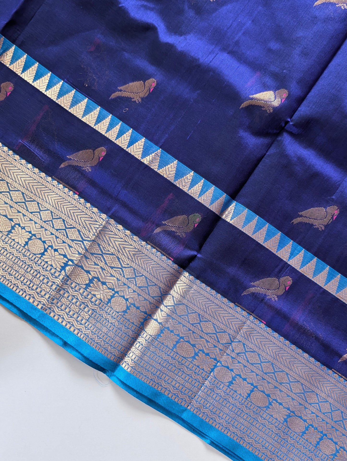 Royal Blue with sky Blue Koravi Pure Kanchi silk cotton