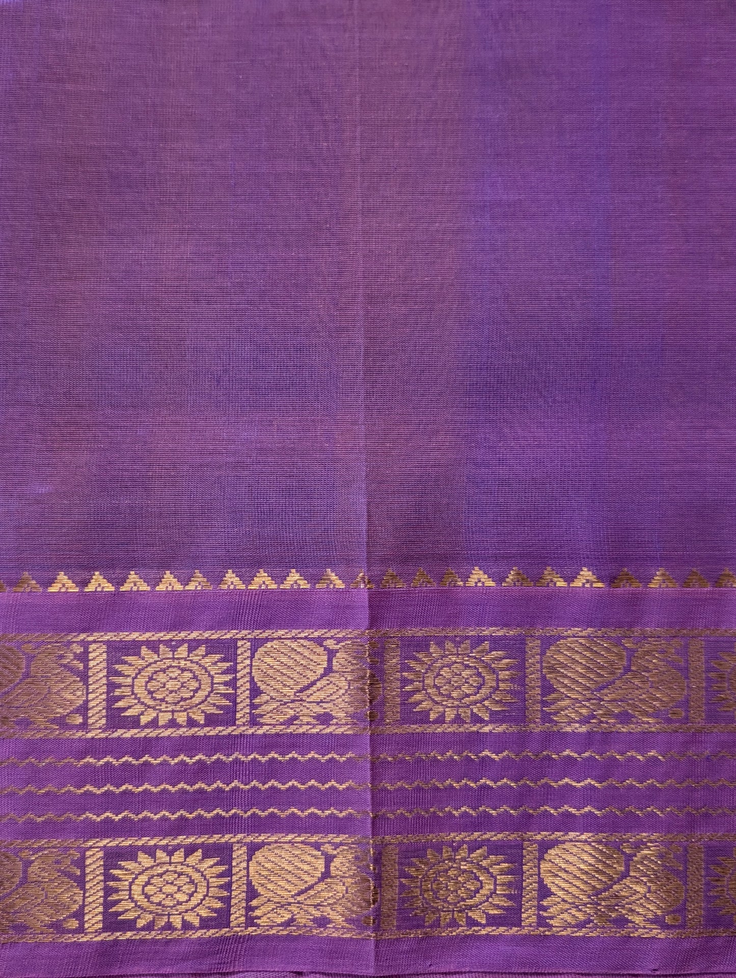 Yellow with Lavender pure Kanchi silk cotton