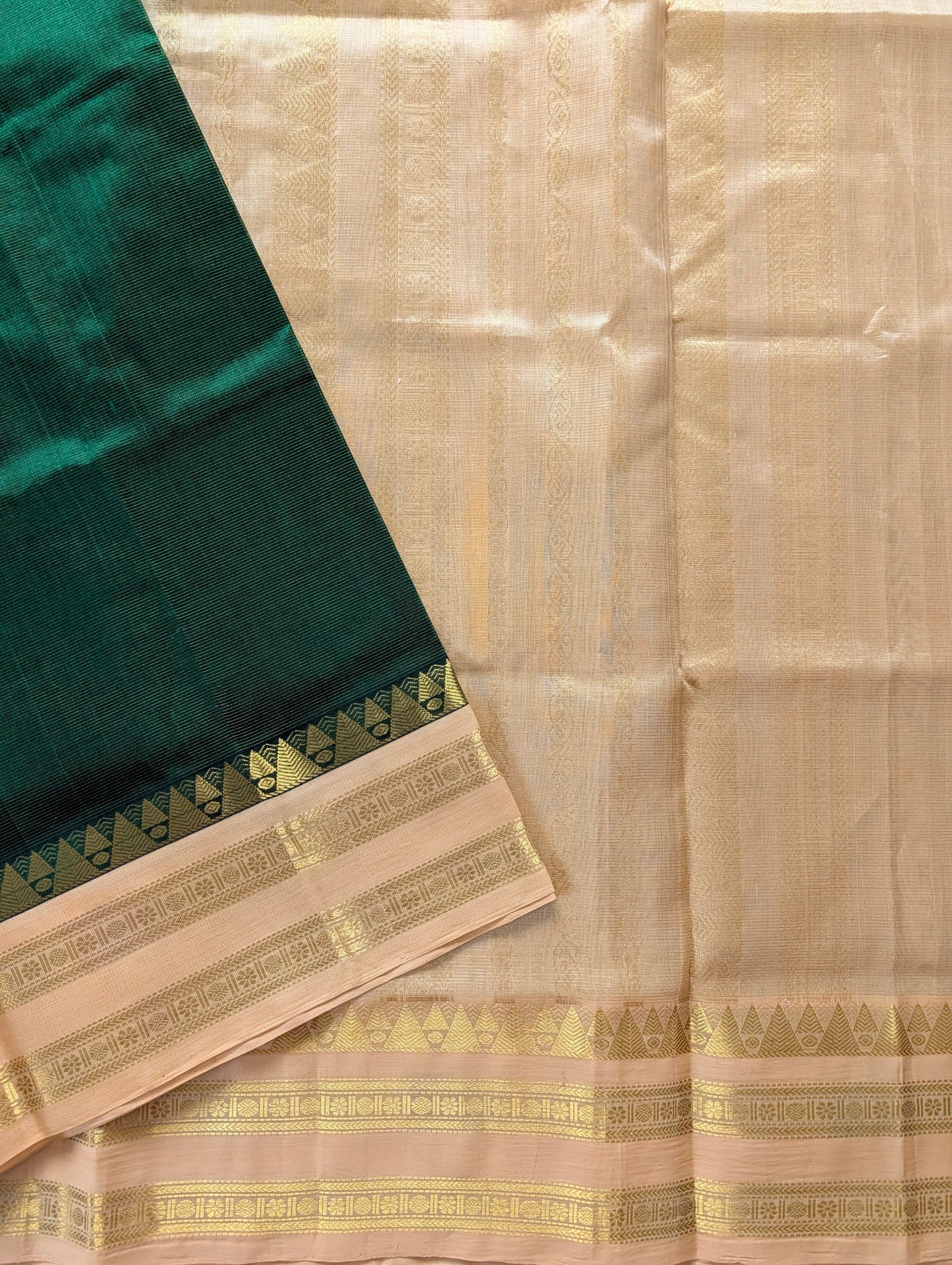 Green with Beige Vaira Oosi Pure Kanchi silk cotton