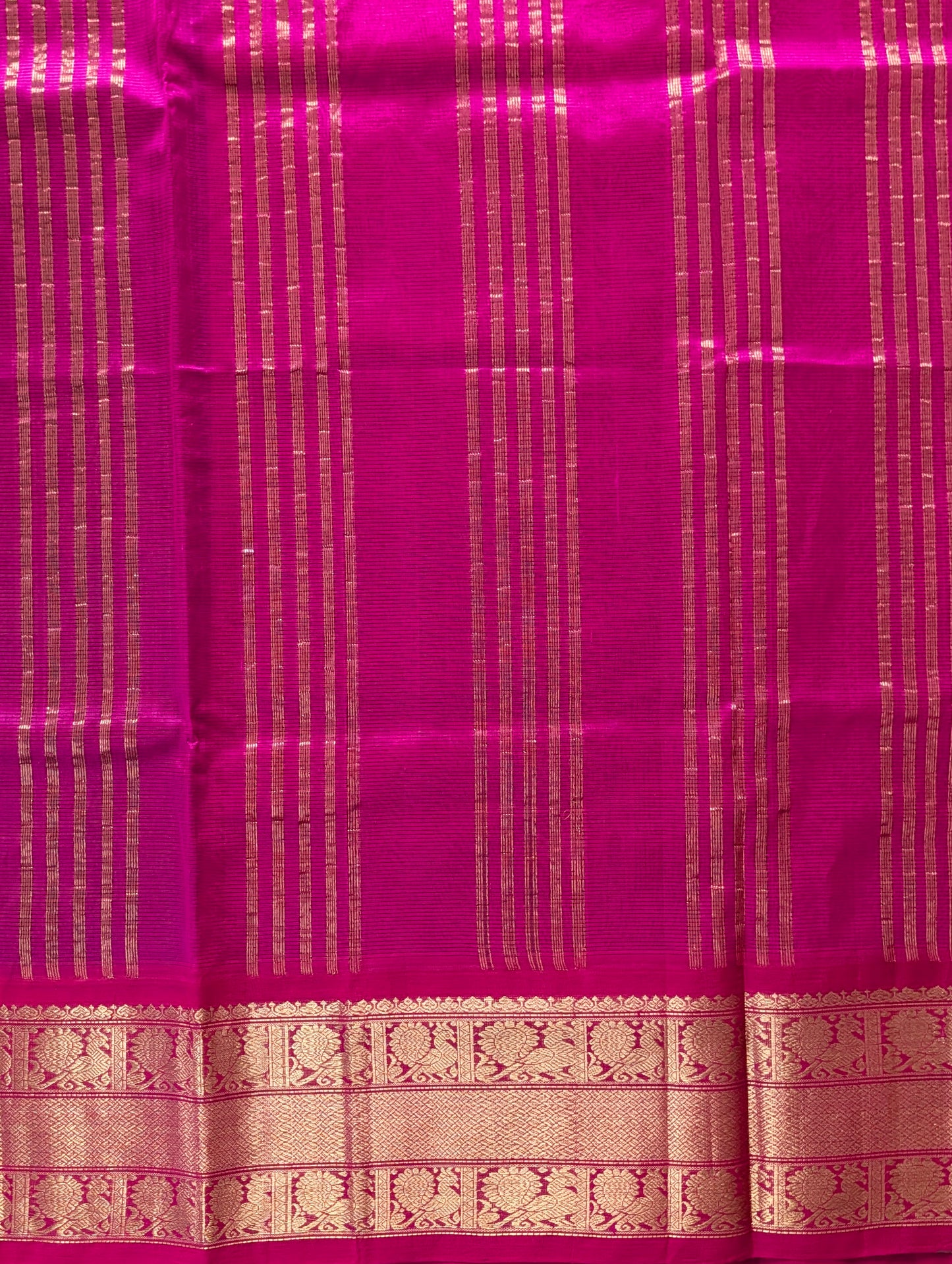 Purple with Pink Koravi Grand border Pure Kanchi silk cotton